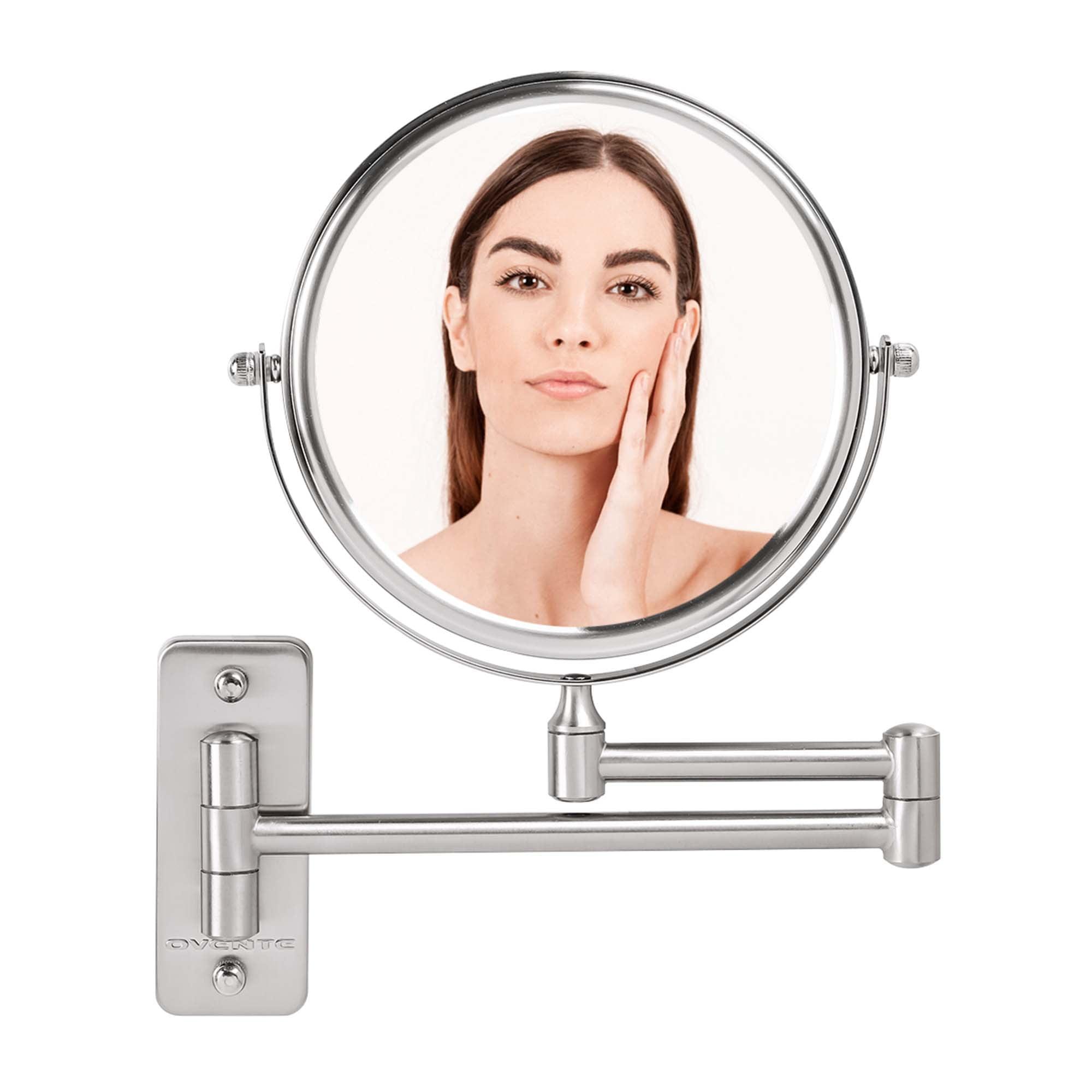 Nickel Brushed Wall Mount Dual Sided Makeup Mirror