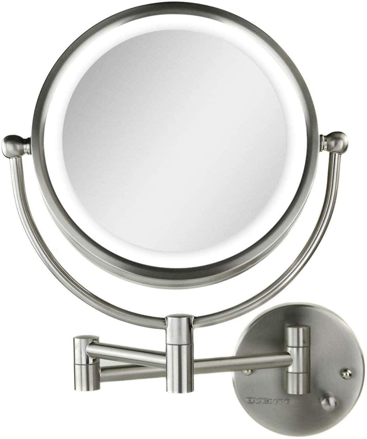 8.5'' Silver Stainless Steel Lighted Wall Mounted Makeup Mirror