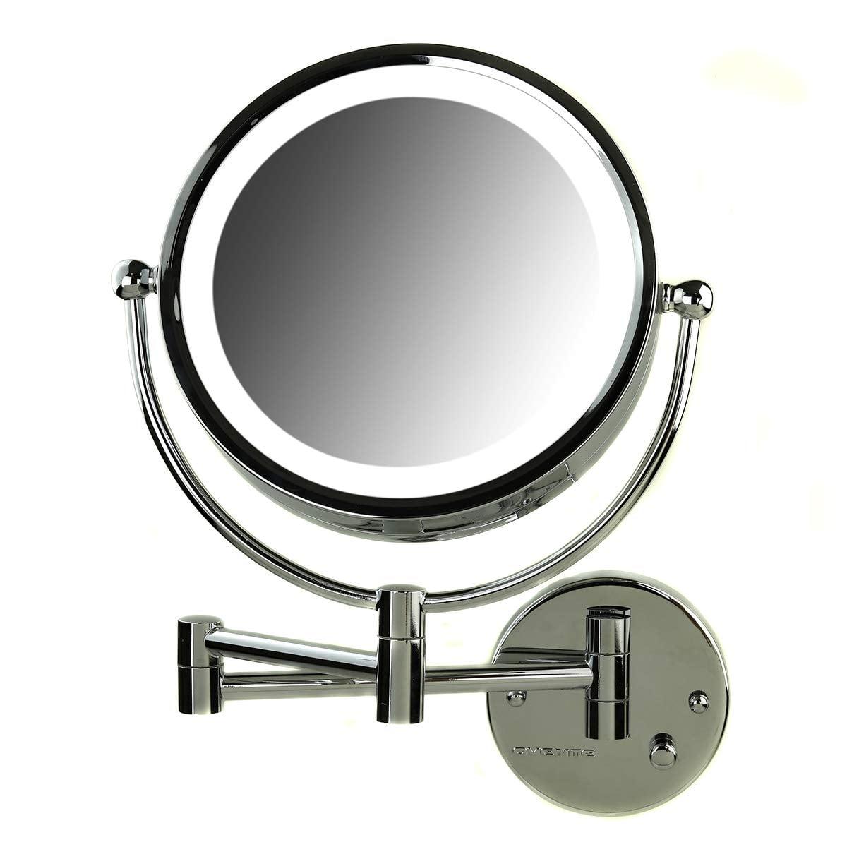 Elegant Polished Chrome LED Wall-Mounted Makeup Mirror 8.5" with Dual Magnification