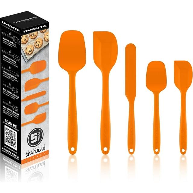 Ovente OVENTE Silicone Spatula Set of 5, Food Grade Rubber Spatula with High Heat Resistant, BPA-Free and Dishwasher Safe, Nonstick Kitchen Utensils for Baking, Cooking and Mixing, Orange SP12305O