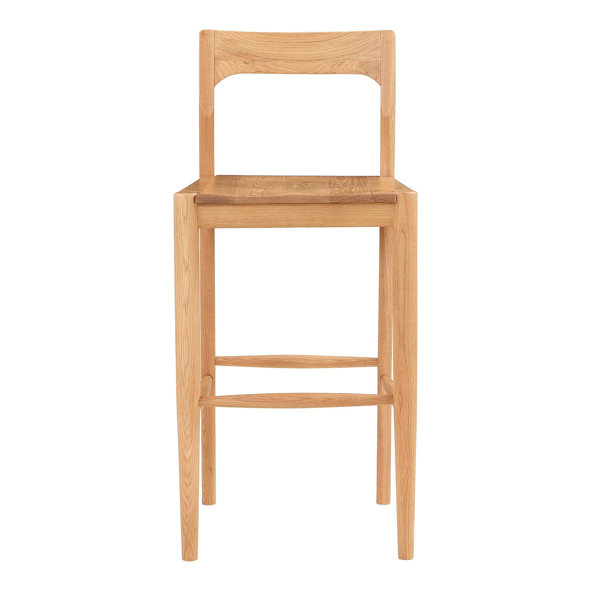 Adjustable Oak Wood Bar Stool with Matt Finish and Footrest