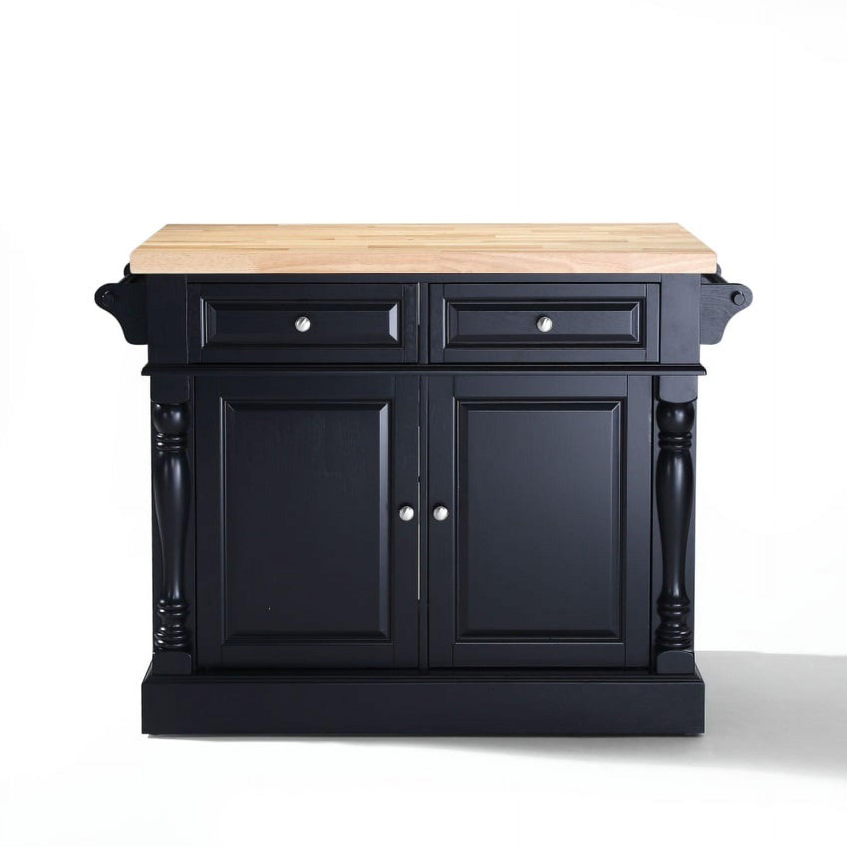 Black Hardwood Butcher Block Top Kitchen Island