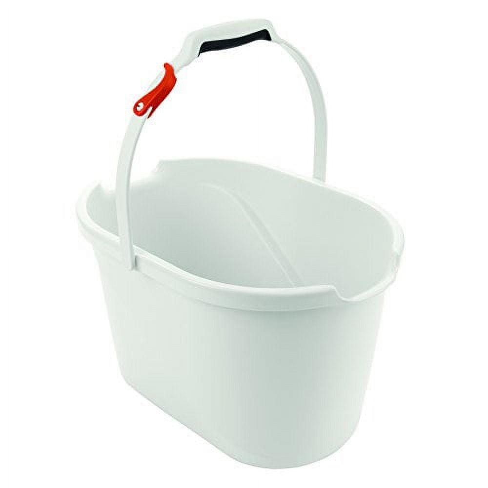 White 15-Liter Angled Measuring Mop Bucket with Handle