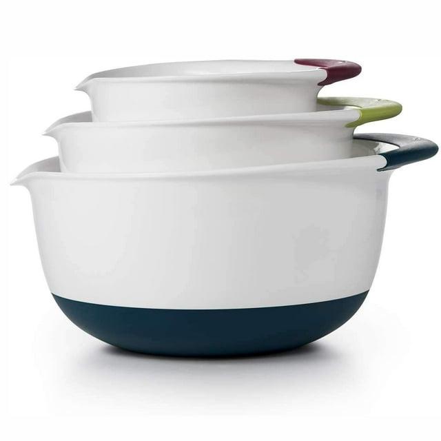 OXO Good Grips 3 Piece Nesting Mixing Bowl Set with Red, Green, and Blue Handles