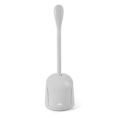 Gray Plastic Compact Toilet Brush with Holder