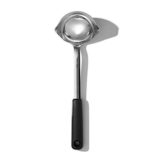 Polished Stainless Steel 12 1/4" Soup Ladle with Non-Slip Handle