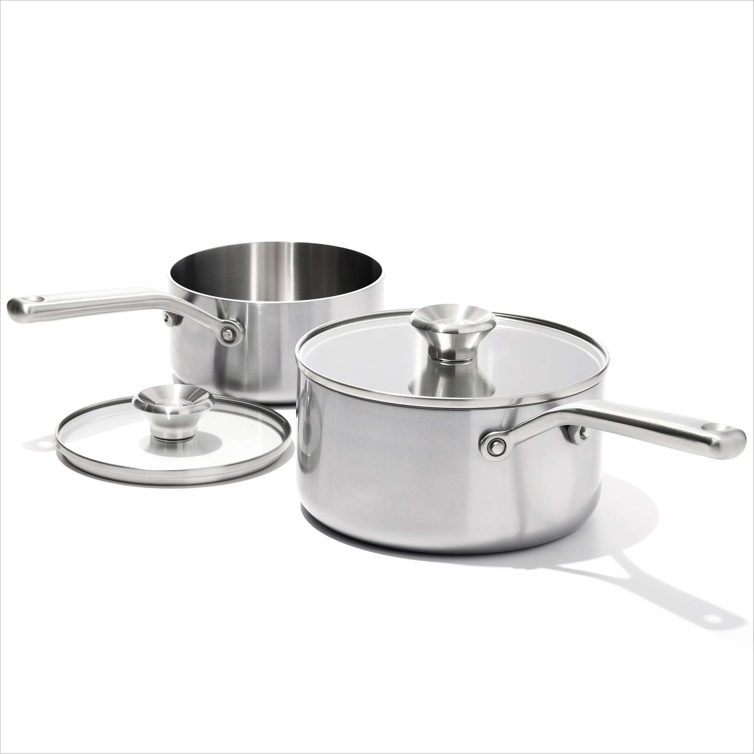 Mira Tri-Ply Stainless Steel Saucepan Set with Glass Lids