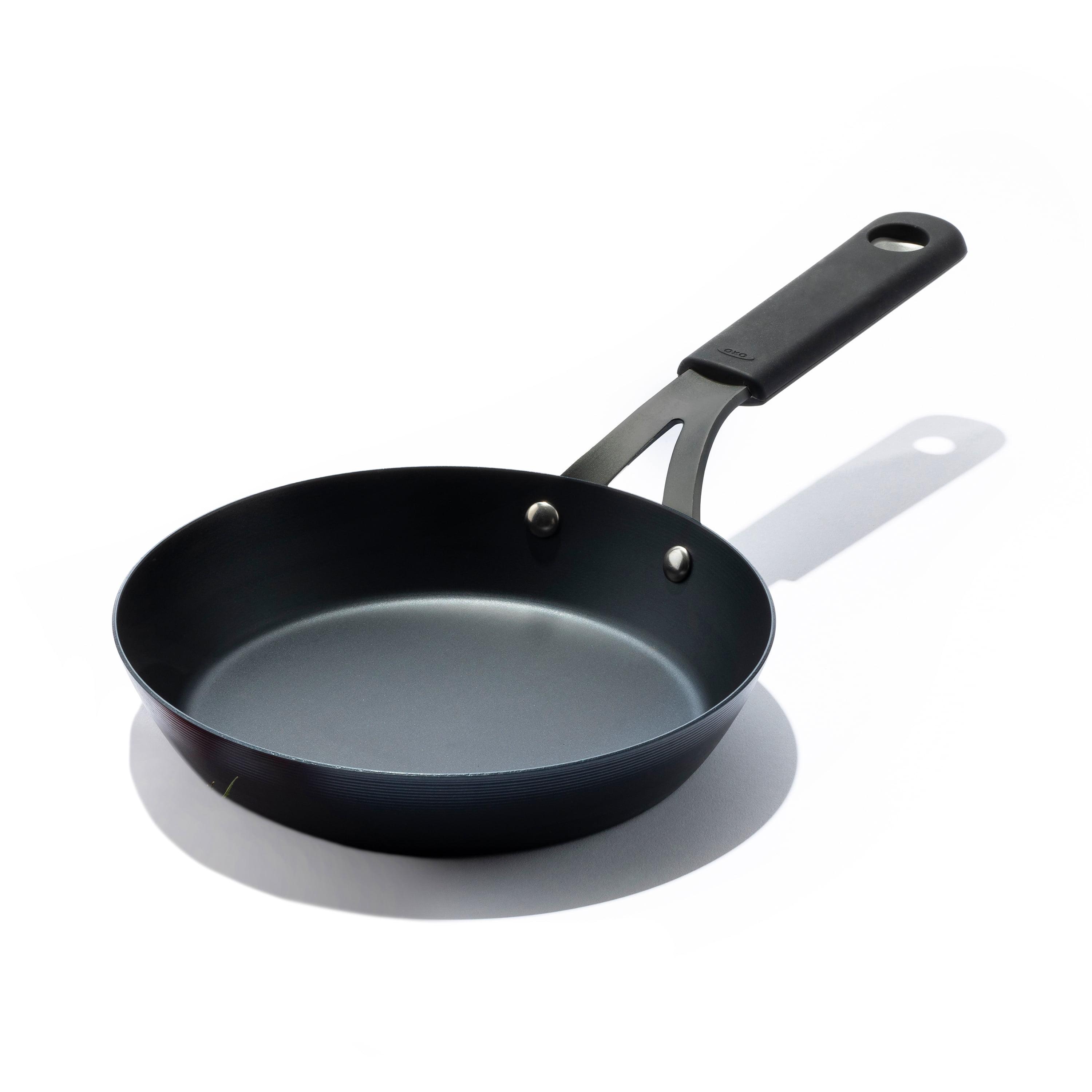 Obsidian Black 8" Pre-Seasoned Carbon Steel Frying Pan with Silicone Sleeve