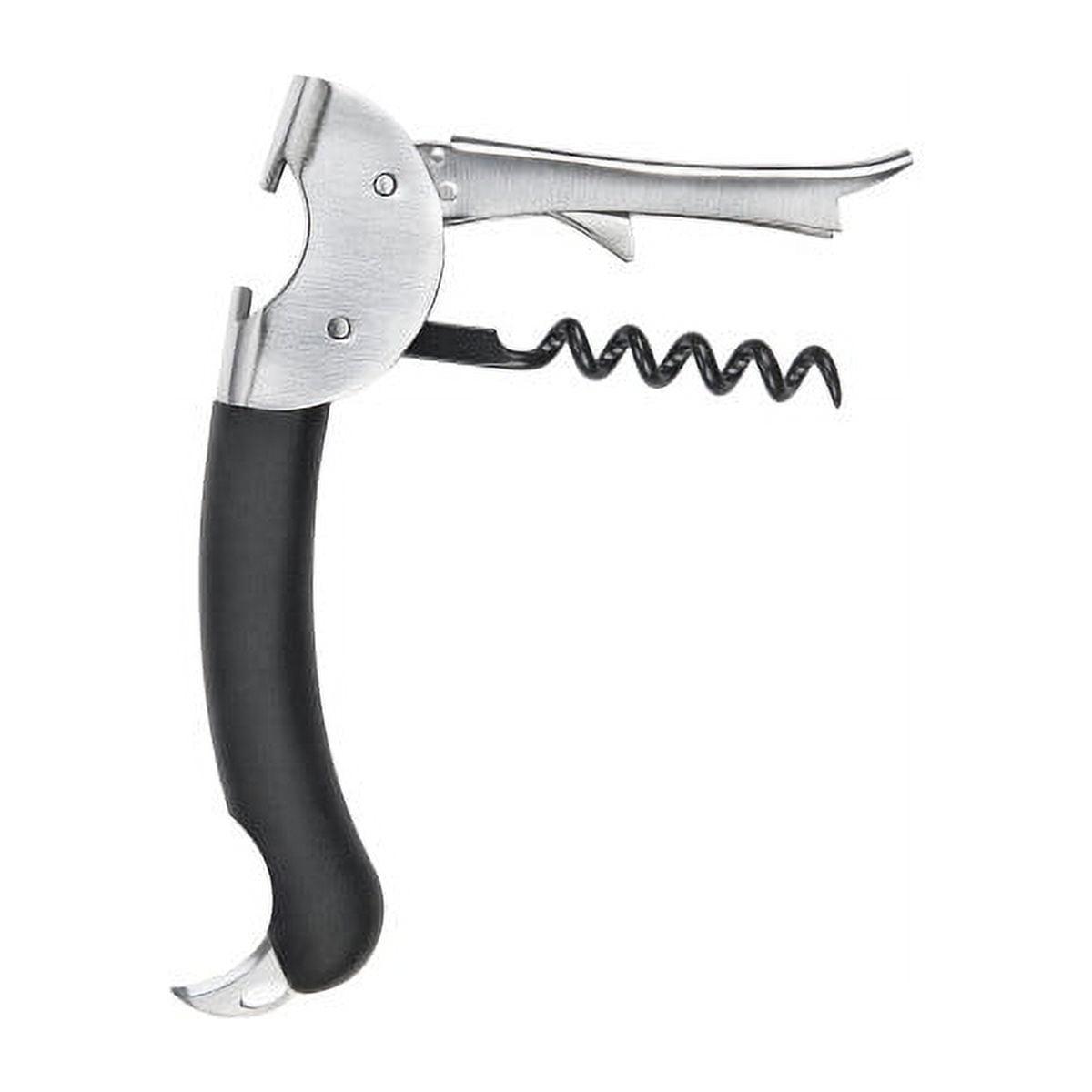 Gray and Black Double Lever Waiter's Corkscrew with Stainless Steel Handle