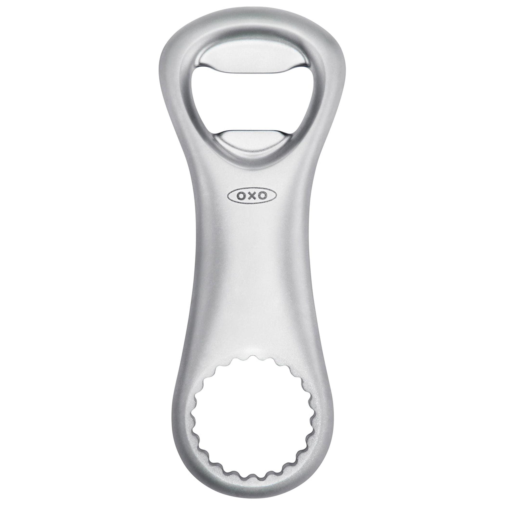 OXO Die Cast Bottle Opener Silver: Zinc Kitchen Tool, Dishwasher-Safe, Metallic Finish, Beer & Wine Accessory