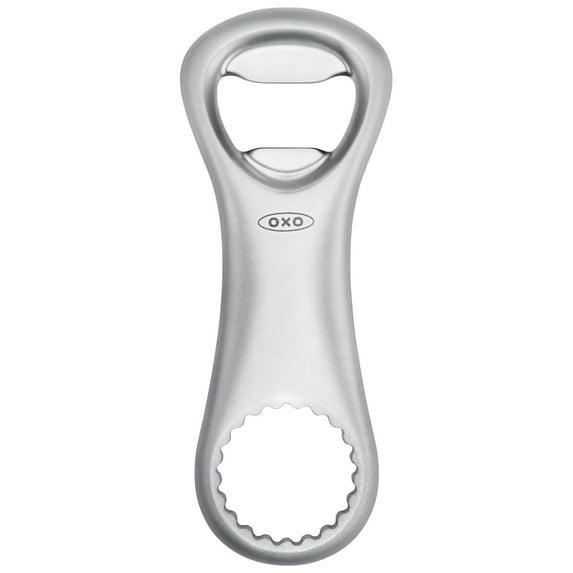 OXO Die Cast Bottle Opener Silver: Zinc Kitchen Tool, Dishwasher-Safe, Metallic Finish, Beer & Wine Accessory