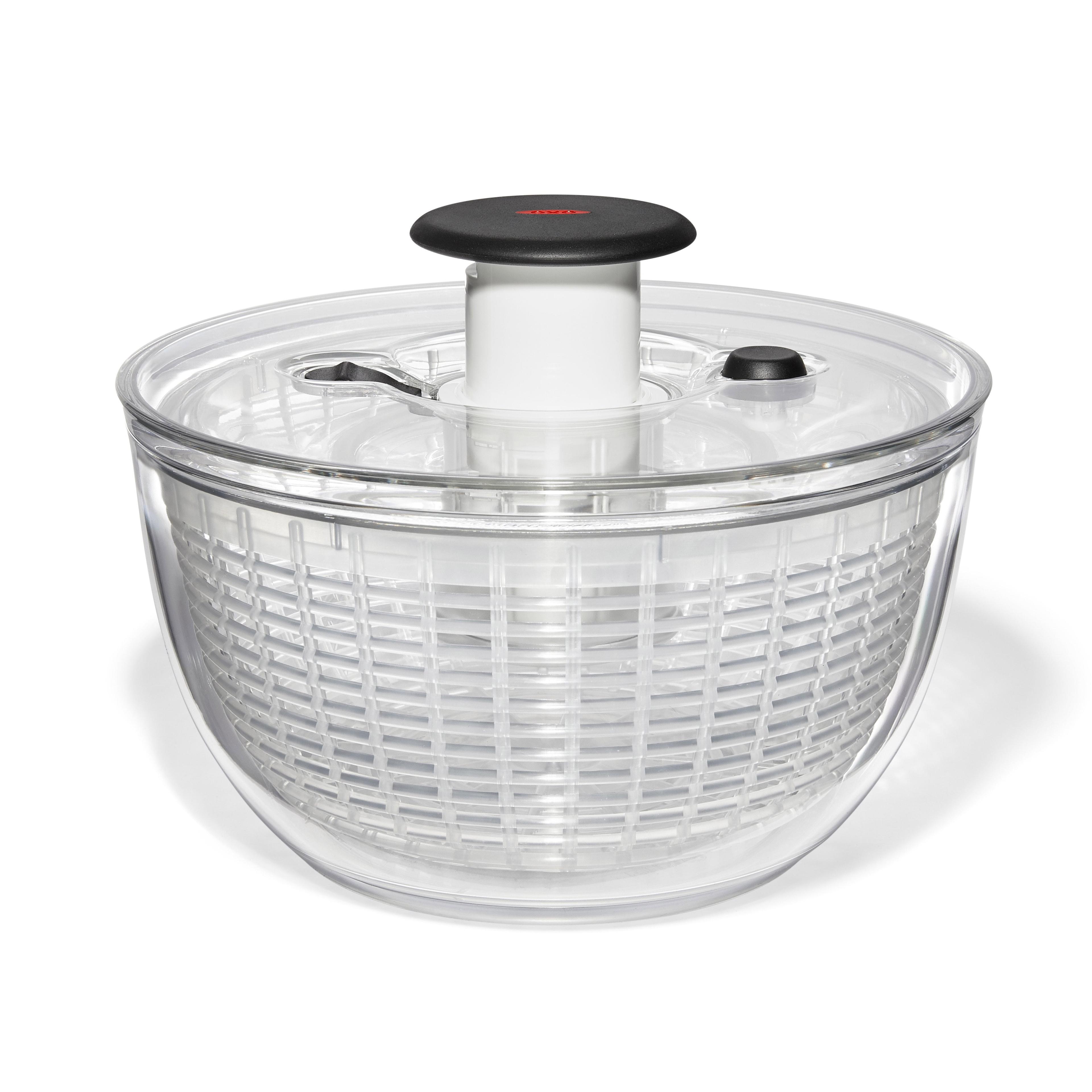 OXO Little Salad And Herb Spinner: Small Dishwasher-Safe Lettuce Spinner, 2.9 Qt Capacity, Stainless Steel & Plastic