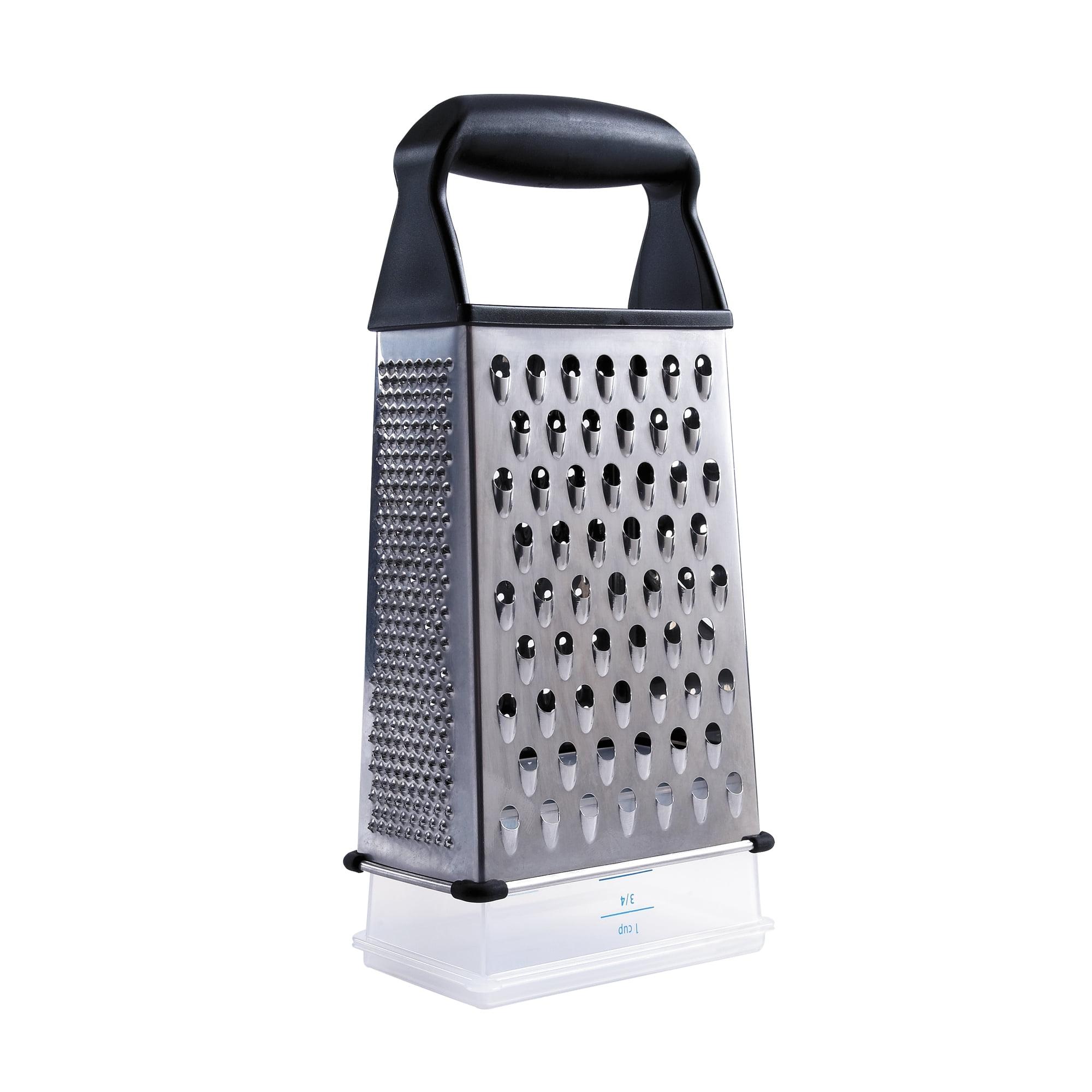 OXO Softworks Box Grater: Stainless Steel Cheese Shredder with Soft-Grip Handle & Storage Box, Dishwasher-Safe