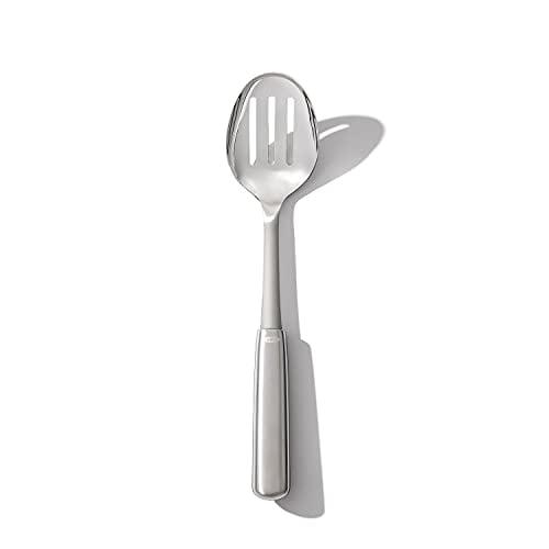 Stainless Steel Slotted Cooking Spoon with Non-Slip Handle