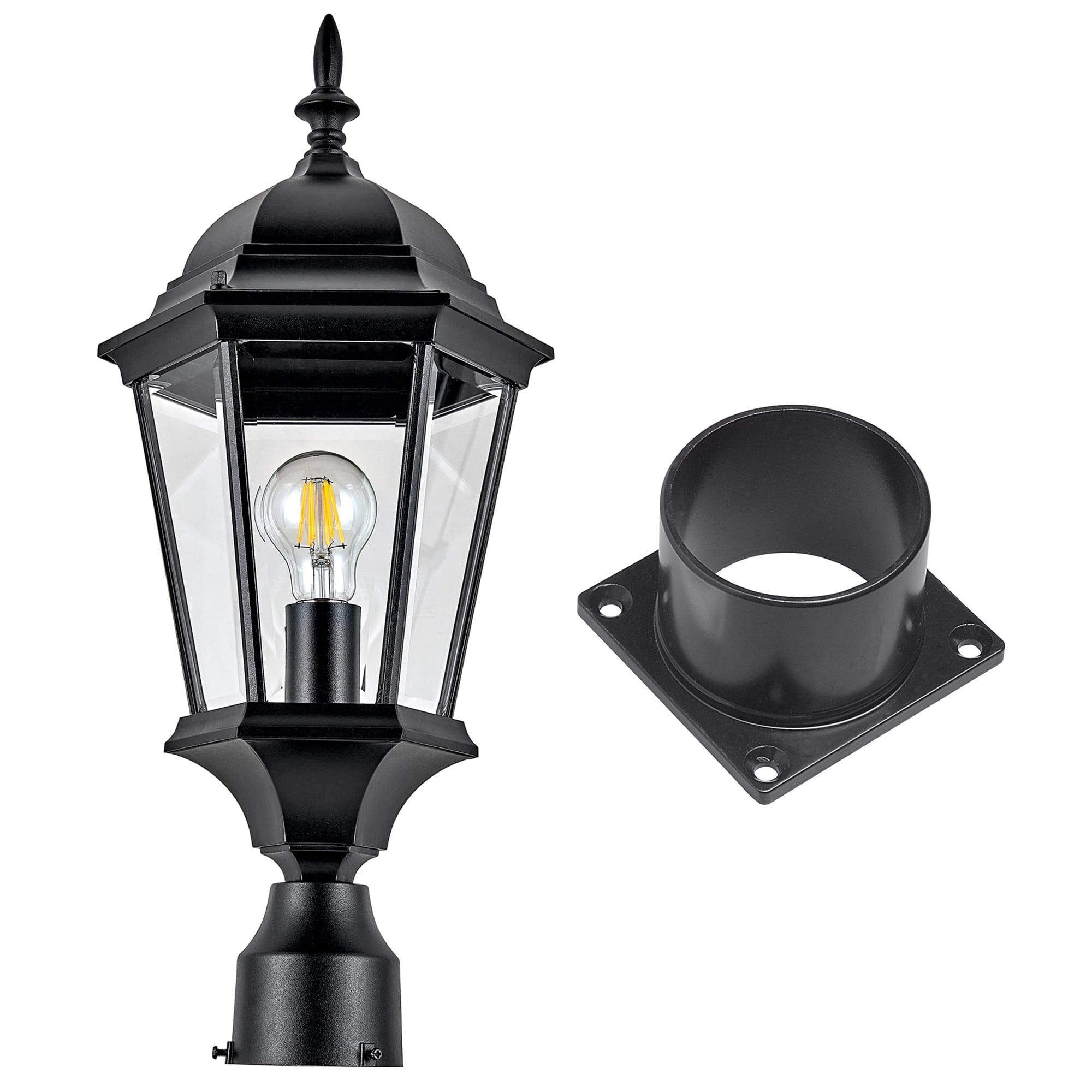 Oak Creek Black Aluminum Outdoor Light with Clear Glass Panels