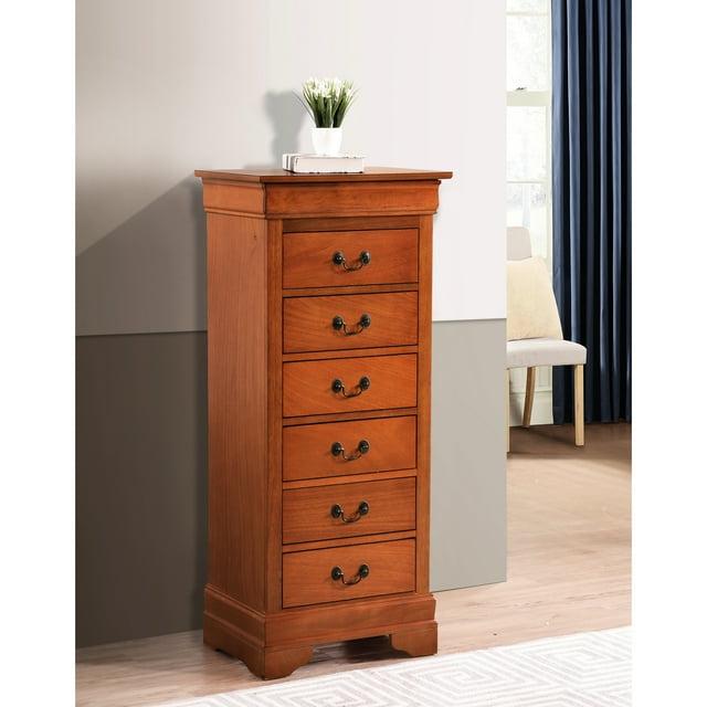 Glory Furniture Louis Phillipe 7 Drawer Lingerie Chest in Oak