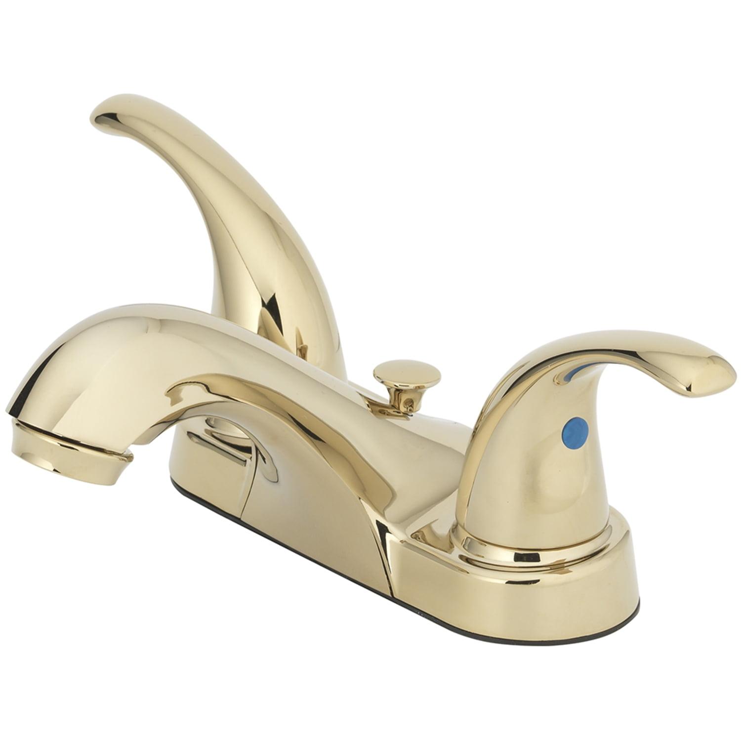 OakBrook Polished Brass Two-Handle Bathroom Sink Faucet 4 in.