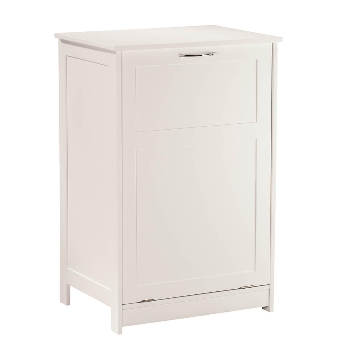 White MDF Tilt-Out Laundry Hamper Cabinet with Shelf