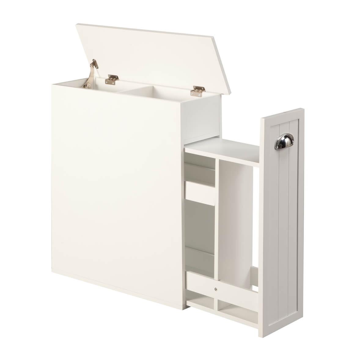 Classic White Slim Bathroom Storage Cabinet with Slide-Out Shelf