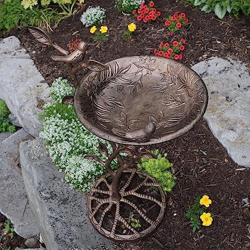 Antique Bronze Metal Bird Bath with Stand