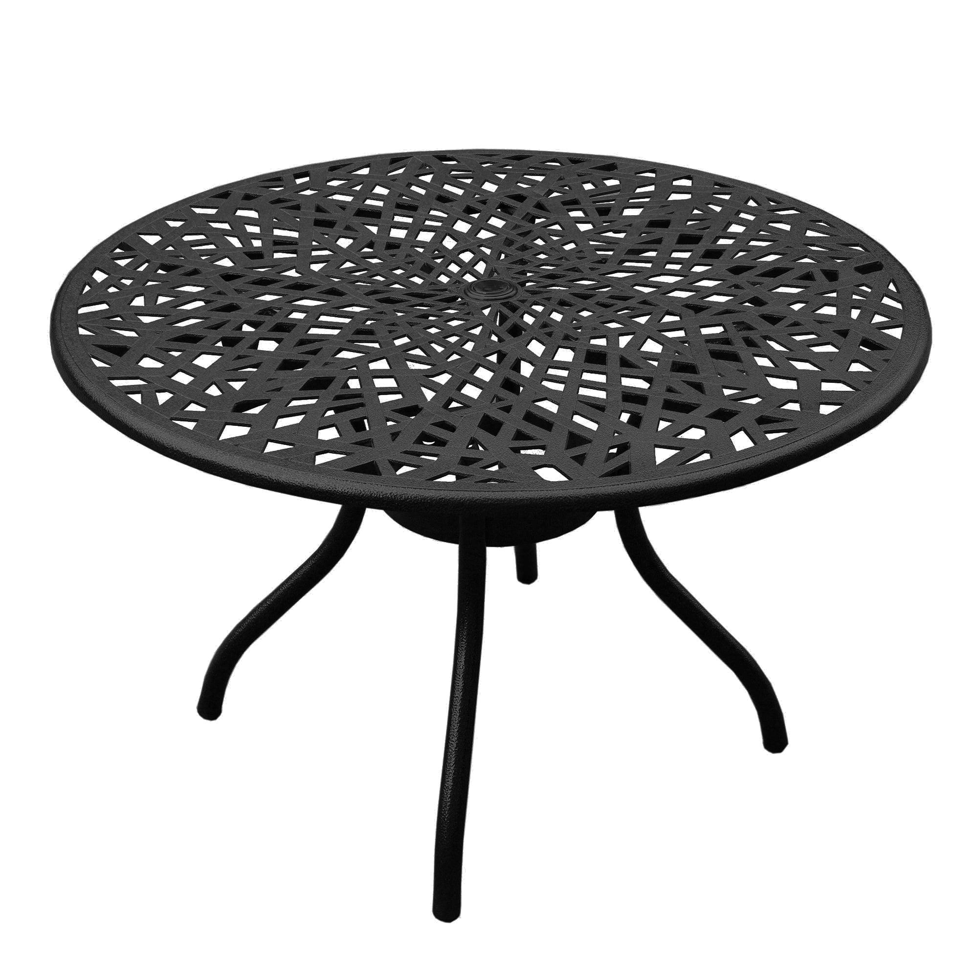 Modern Black Aluminum 48-Inch Round Outdoor Patio Dining Table