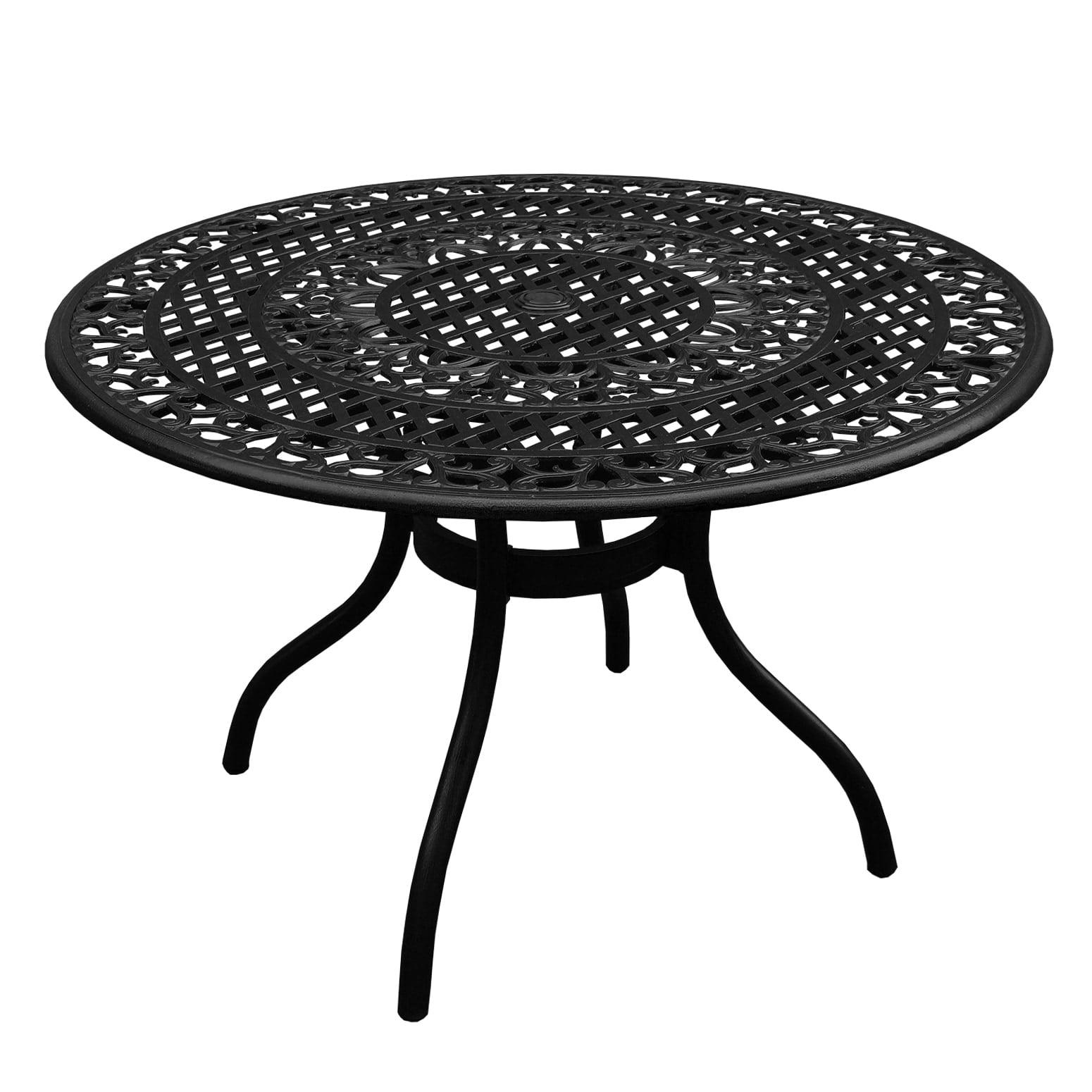 Black Ornate Aluminum 48" Round Outdoor Dining Table