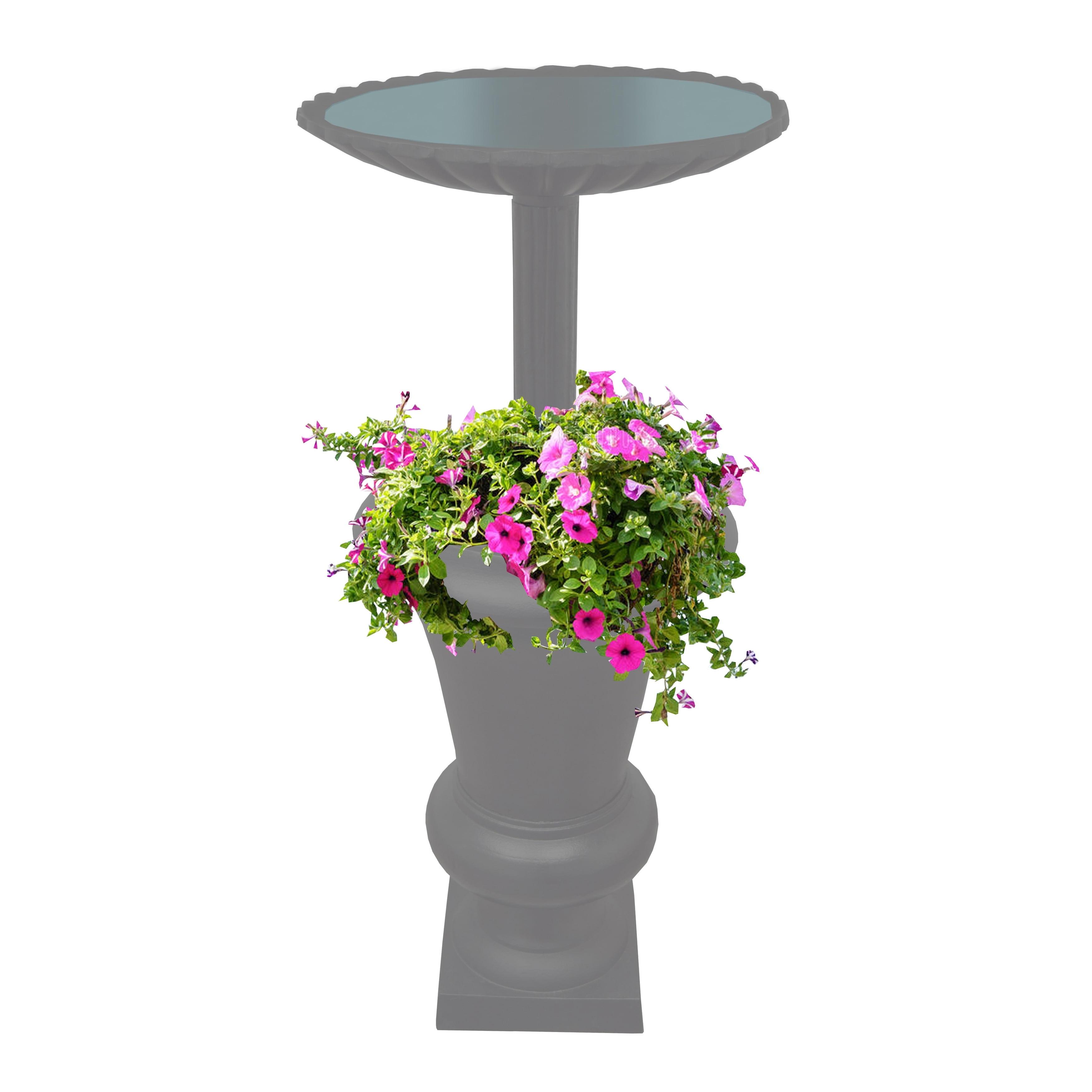 Ornate Cast Aluminum 40" Bird Bath with Planter - Gray - Oakland Living