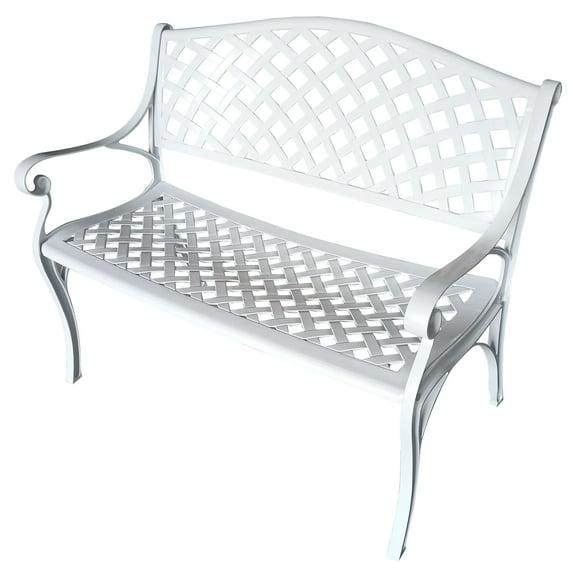Oakland Living Outdoor Aluminum Modern Black Bronze Grey White Patio Bench Loveseat White