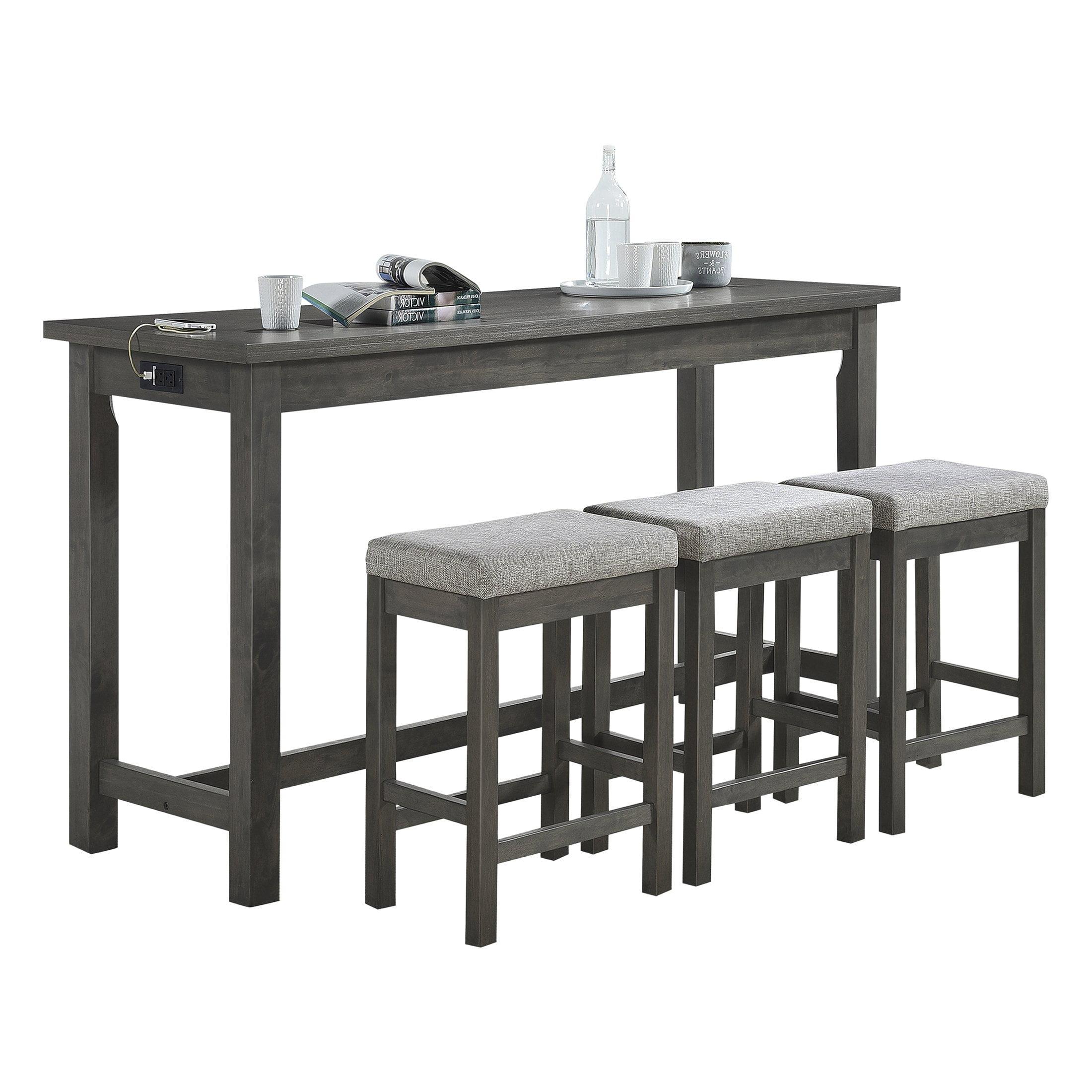 Lexicon Connected 4 Piece Wood Counter Height Dining Set in Brownish Gray