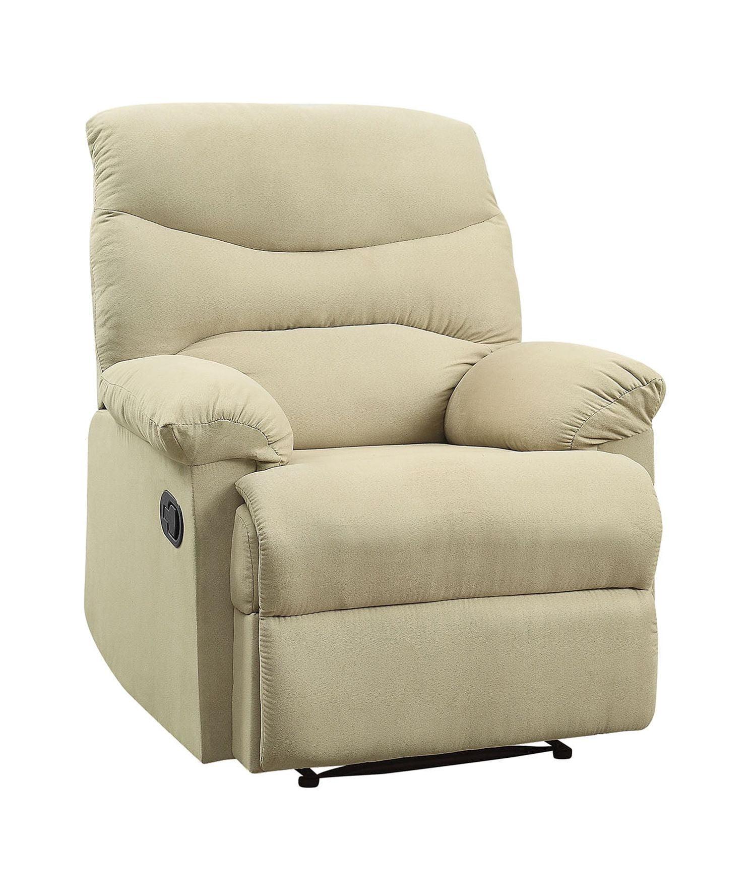 Beige Microfiber Massage Recliner with Wood Frame