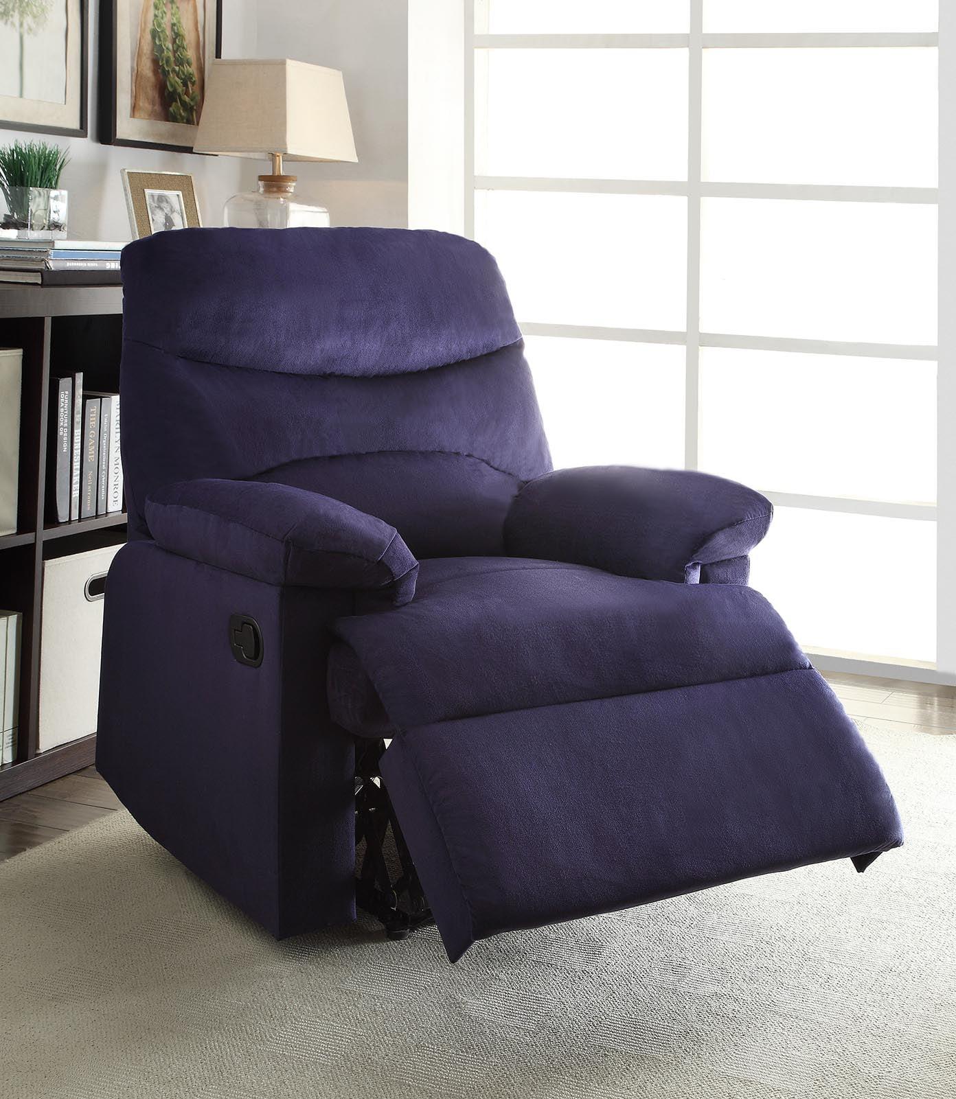 Serene Blue Microfiber Wood-Base Massage Recliner