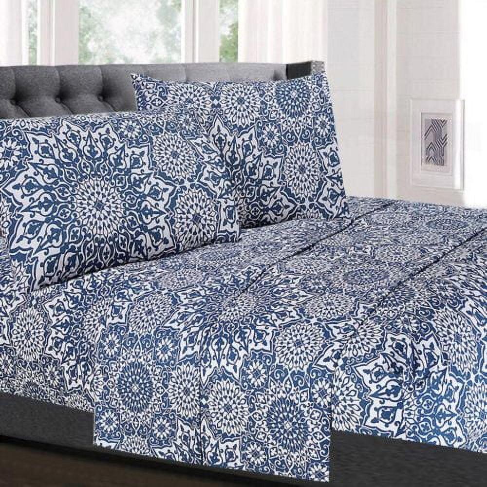 Oasis Blue Mandala Pattern Full Size 1800 Thread Count Sheet Set