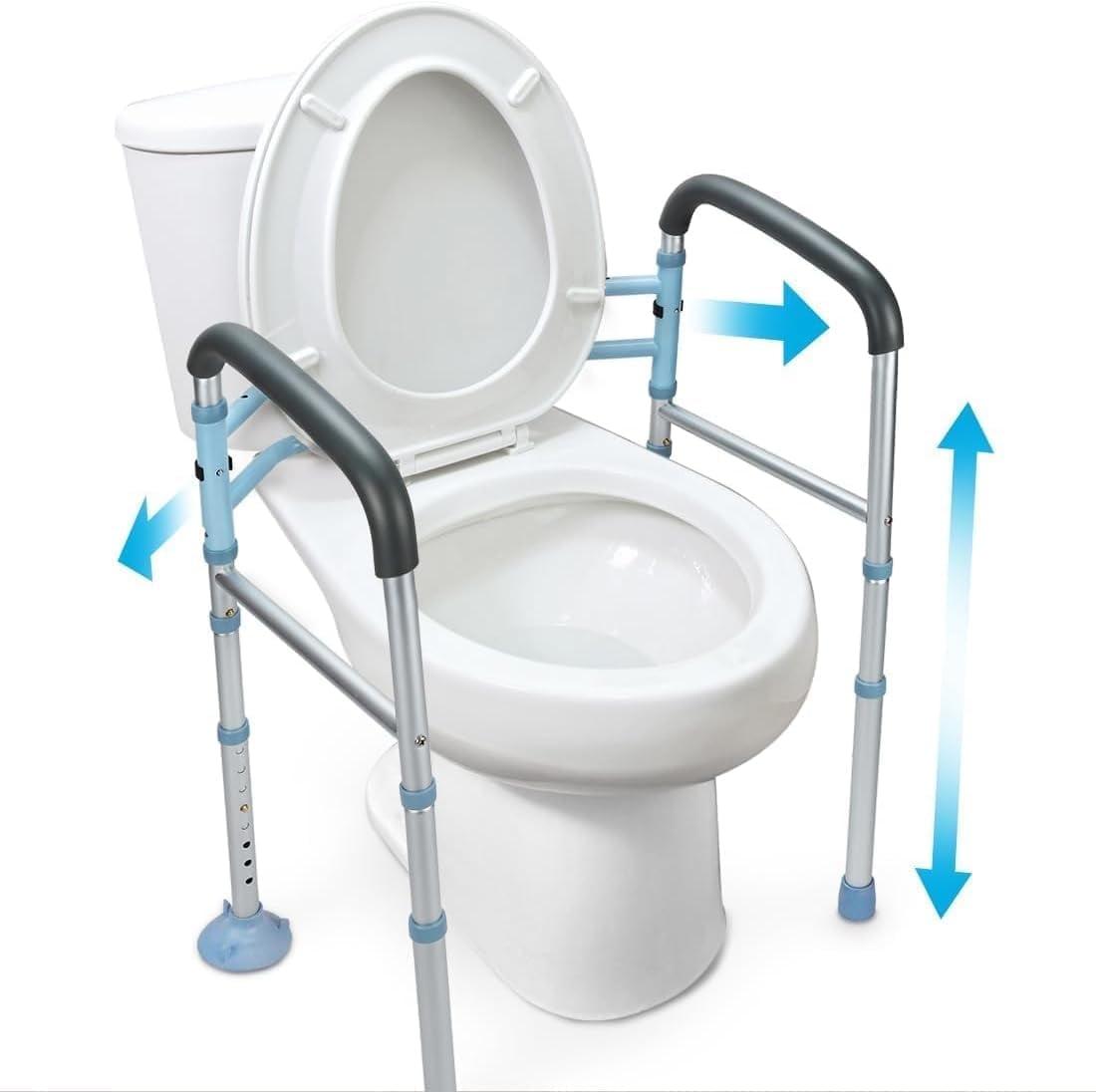 Oasisspace Stand Alone Toilet Safety Rail - Heavy Duty Medical Toilet Safety Frame for Elderly, Handicap and Disabled - Adjustable Bathroom Toilet Handrails, Fit Any Toilet