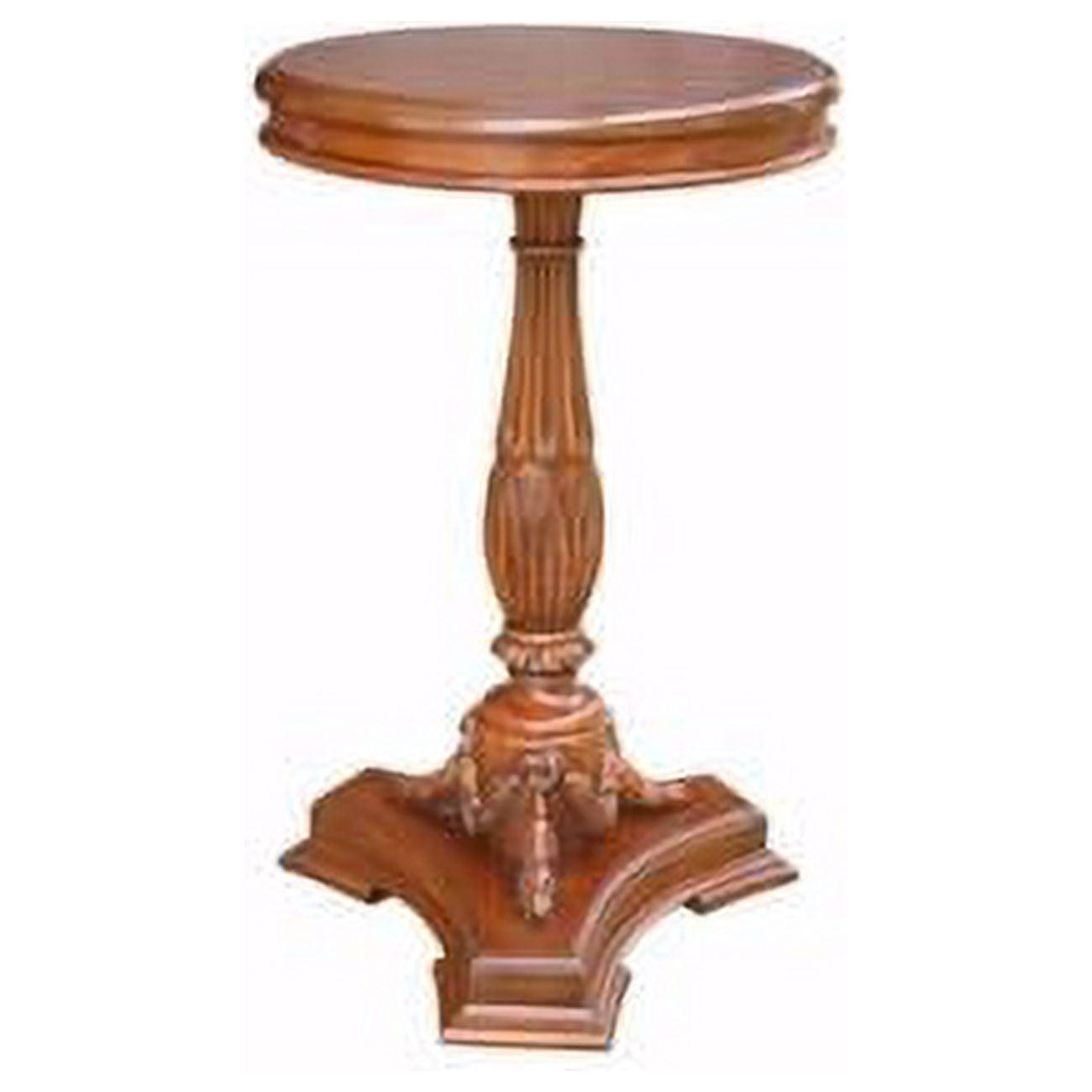 Mahogany Floral Carved Round Wood Side Table