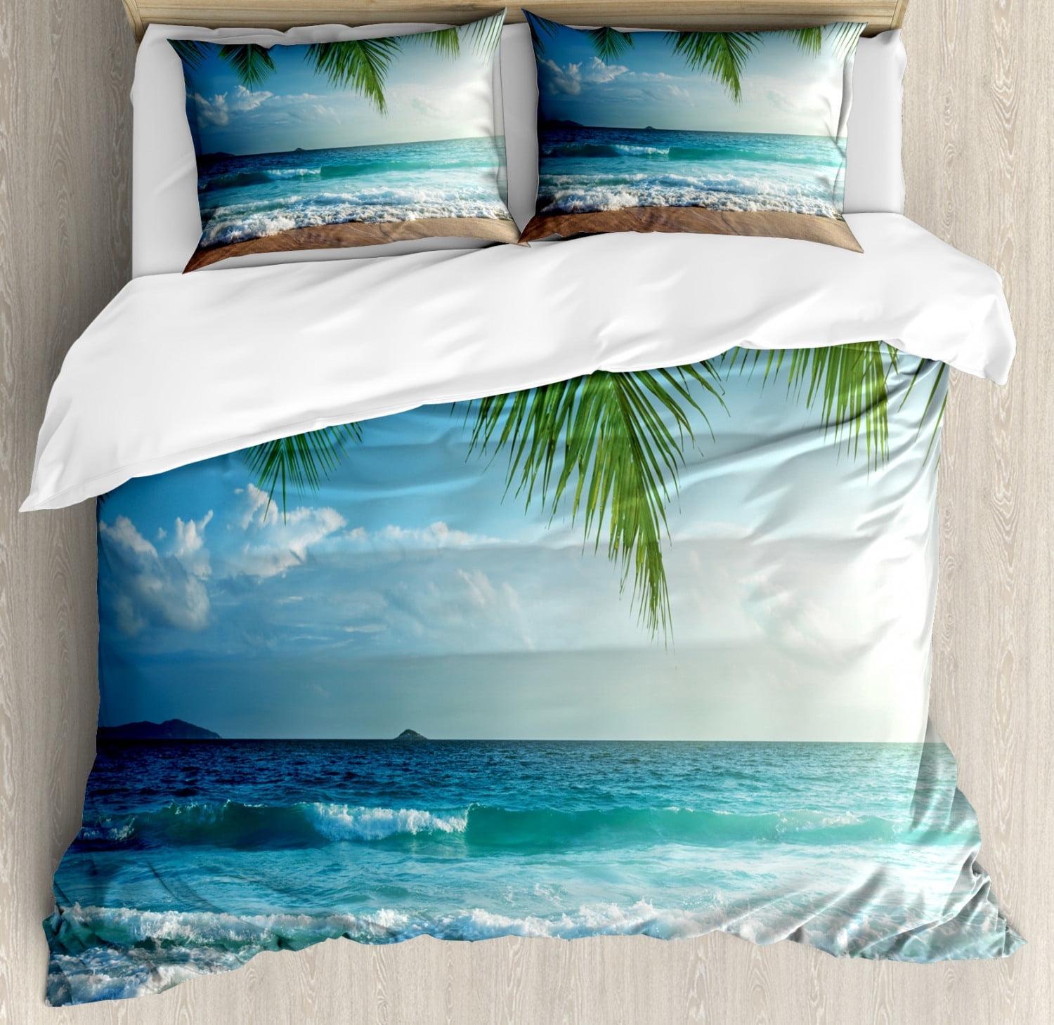 Ambesonne Coastal Floral Duvet Cover Set