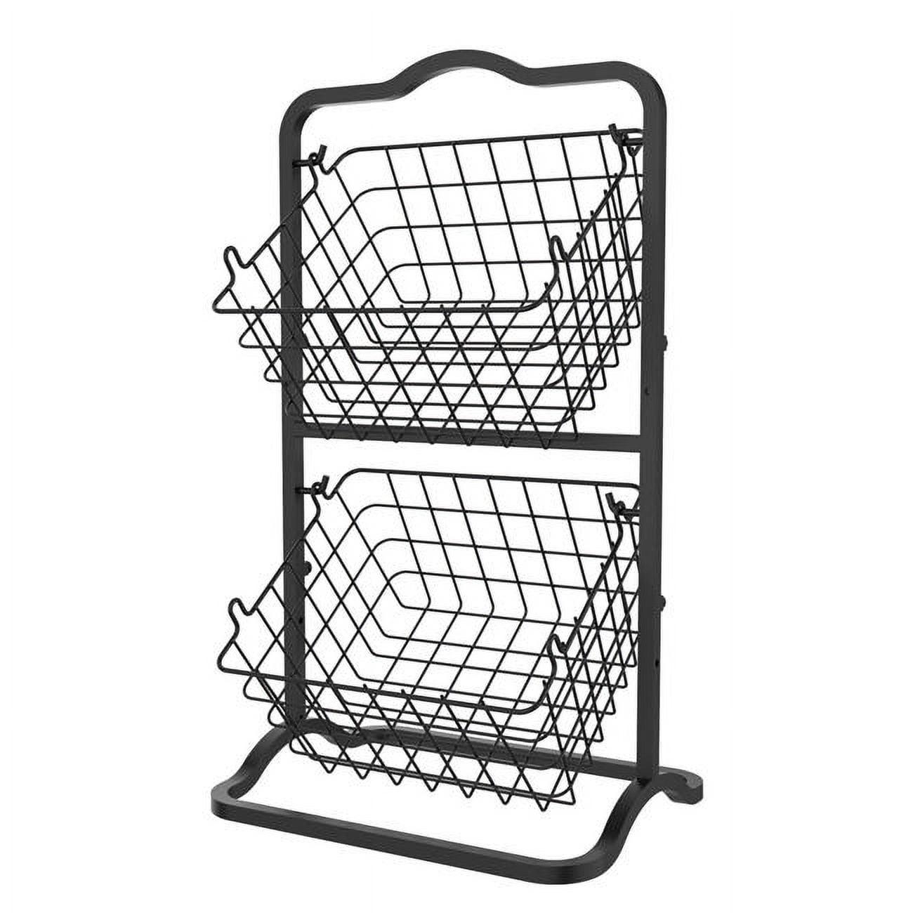 Oceanstar 2-Tier Storage Kitchen Wire Basket Stand, Black