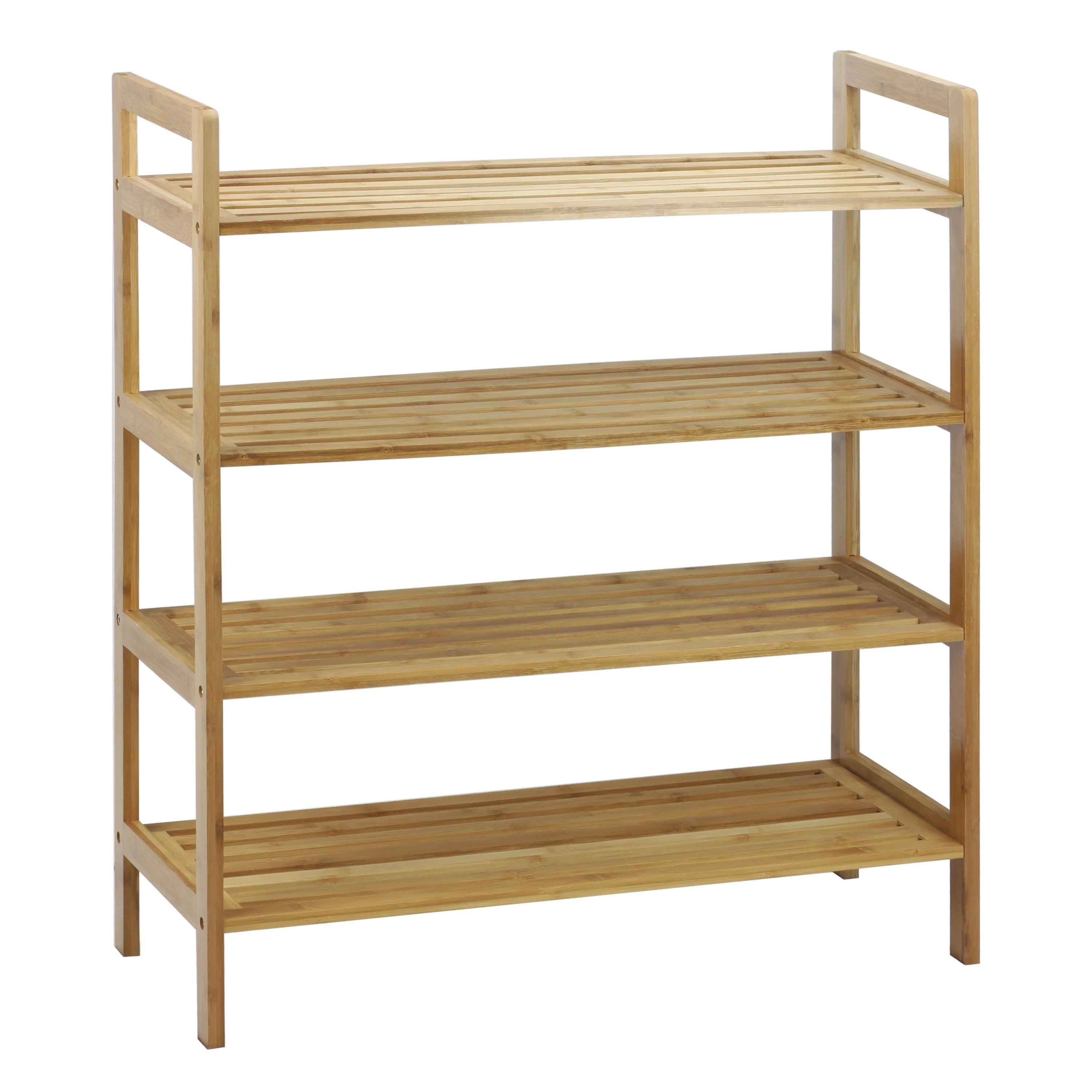 Natural Bamboo 4-Tier Stackable Shoe Rack