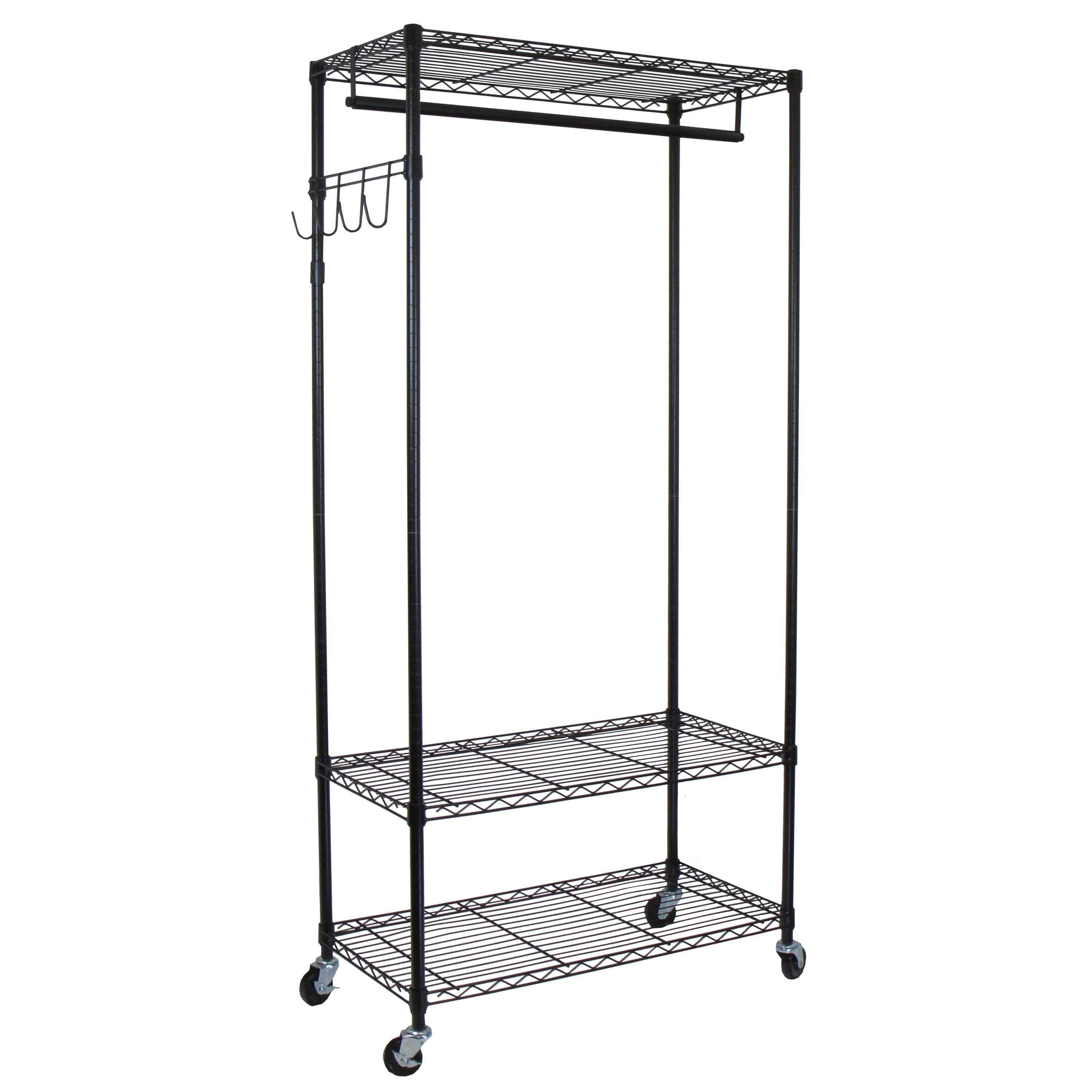 Oceanstar Garment Rack with Adjustable Shelves with Hooks