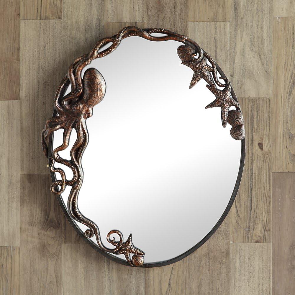 Coastal Charm Bronze Iron Oval Wall Mirror 26"x21.5"