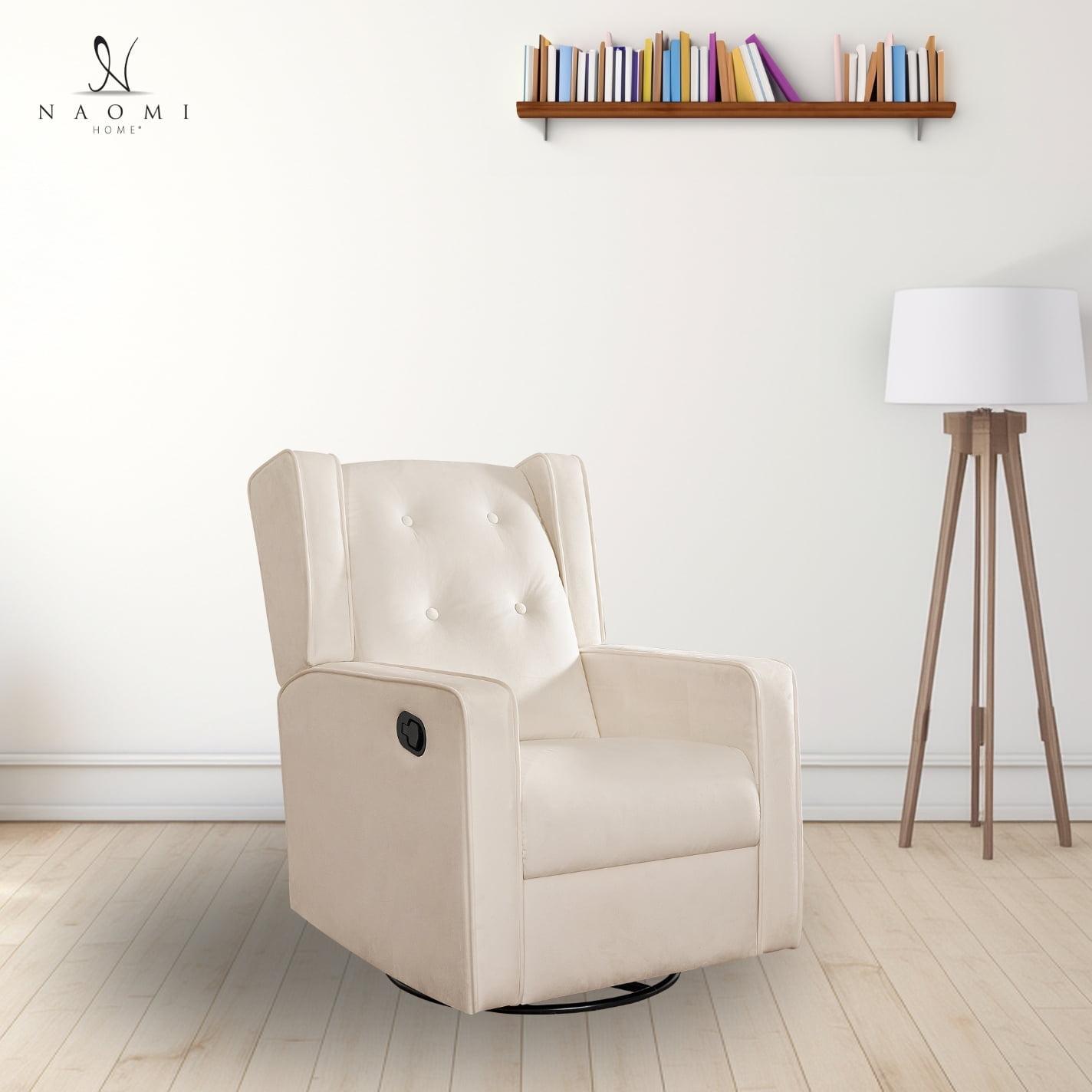 Odelia 360 Swivel Glider Rocker Recliner, Tufted Nursery Chair with Manual Puller, Plush Cushioning, Soothing Rocking Motion with Microfiber Fabric for Living Room, Bedroom, Apartment Cream