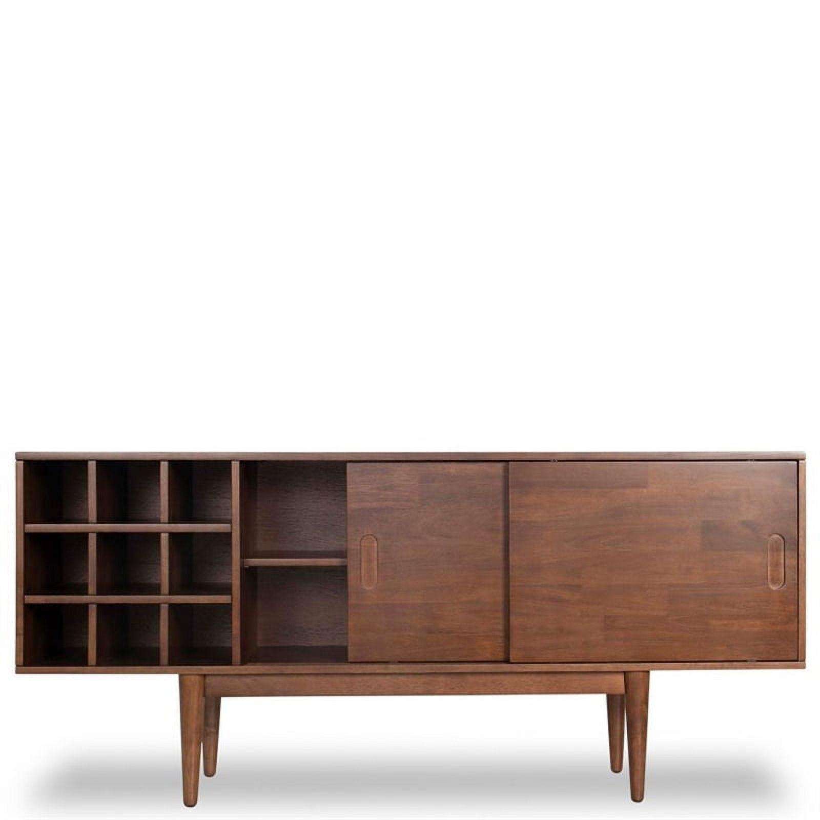 Walnut Stained Solid Wood Universal TV Stand with Cabinet