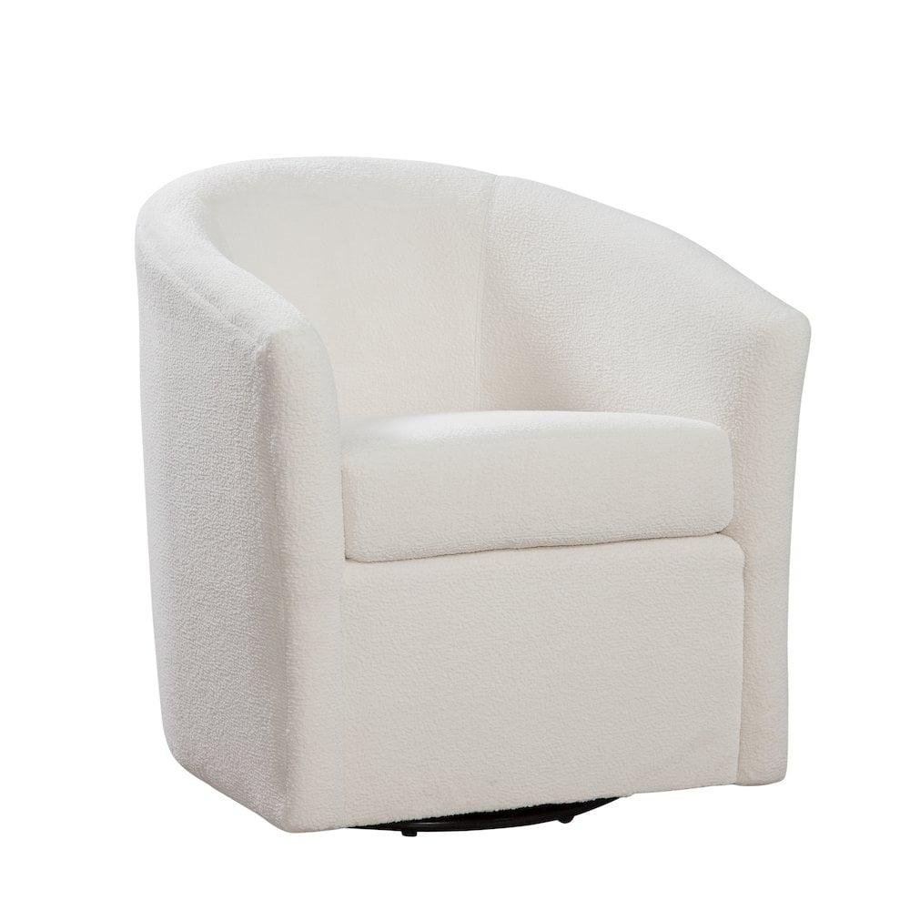 Odessa Barrel Style Swivel Accent chair in Ivory Performance Fabric