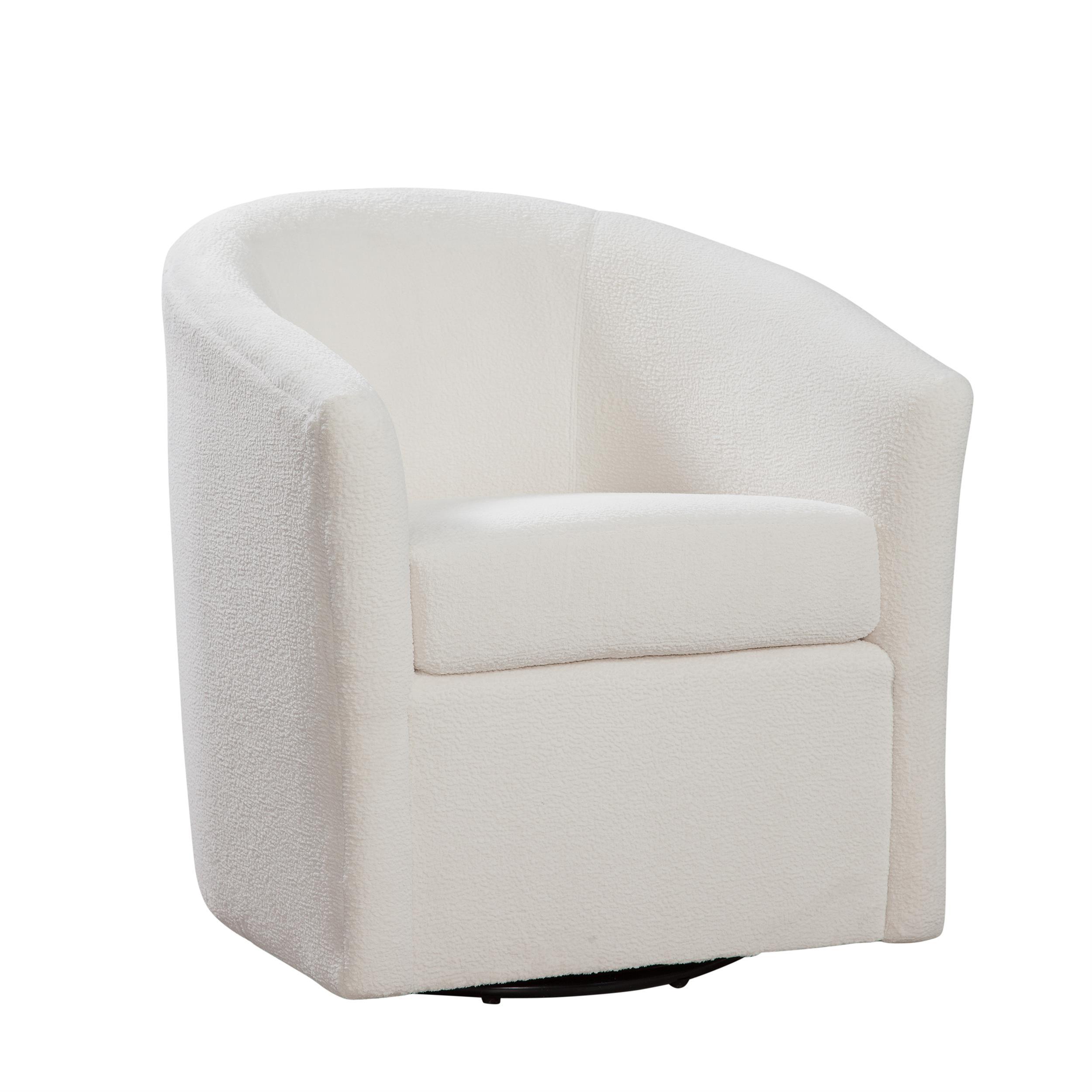 Odessa Barrel Style Swivel Accent chair in Ivory Performance Fabric