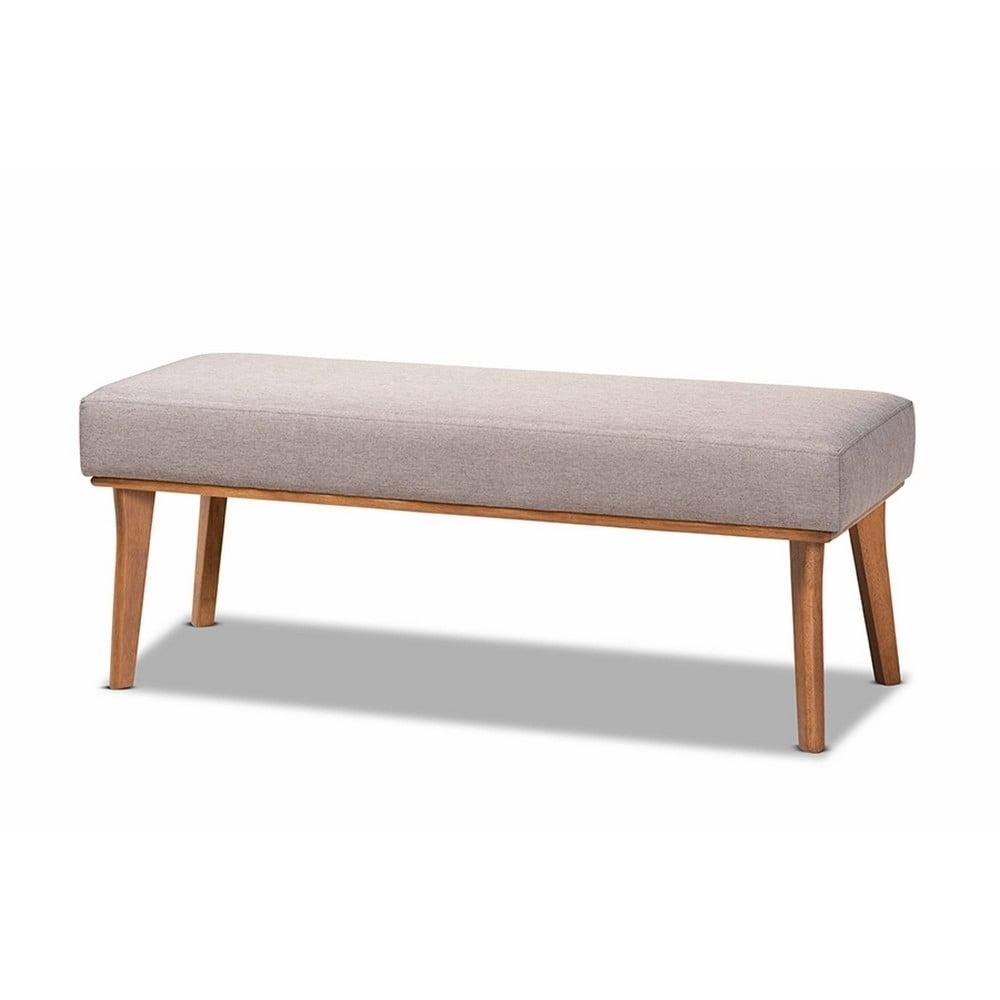 Odessa Mid-Century Modern Fabric Upholstered Wood Dining Bench Walnut/Brown - Baxton Studio