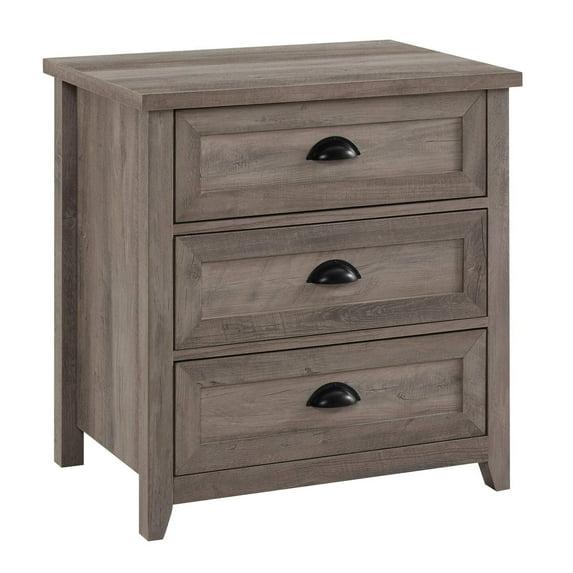 Fontella Transitional 3 Drawer Nightstand Gray Wash - Saracina Home: Bedroom Storage, MDF Construction