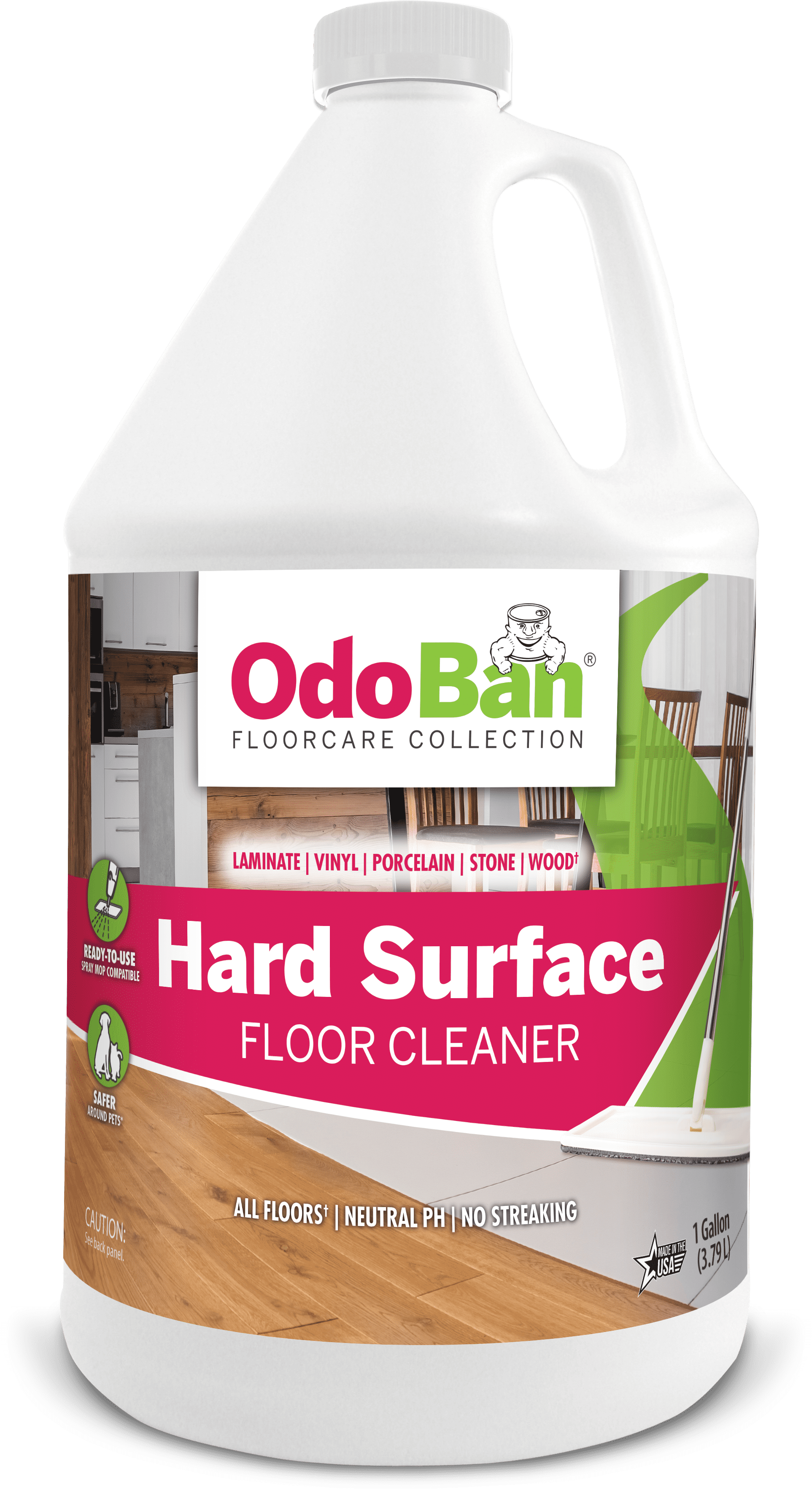 OdoBan Ready-to-Use Hard Surface Floor Cleaner, Streak Free and Neutral PH Formula, 1 Gallon