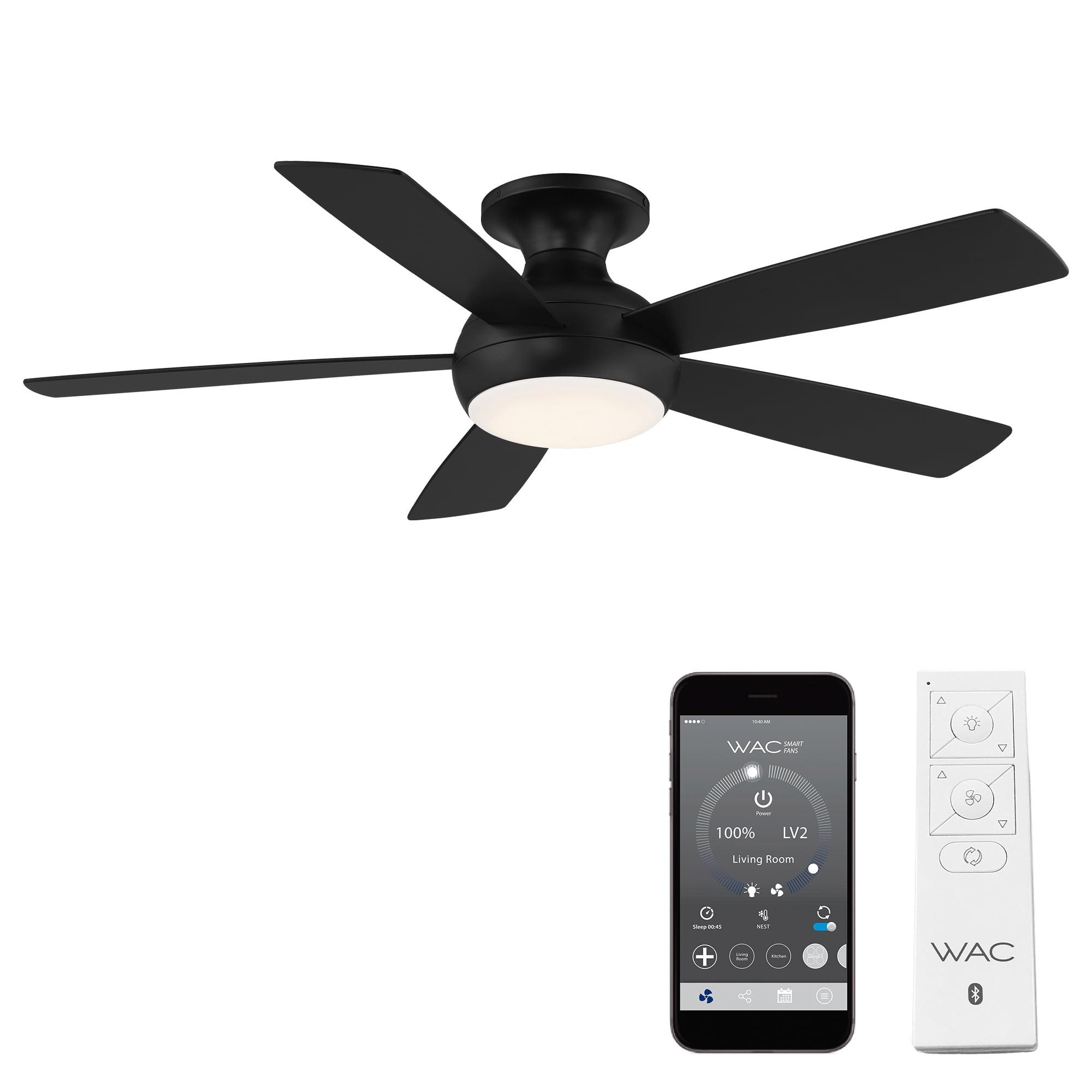 Odyssey 5- Blade Smart Flush Mount Ceiling Fan with Remote Control and LED Light Kit Included