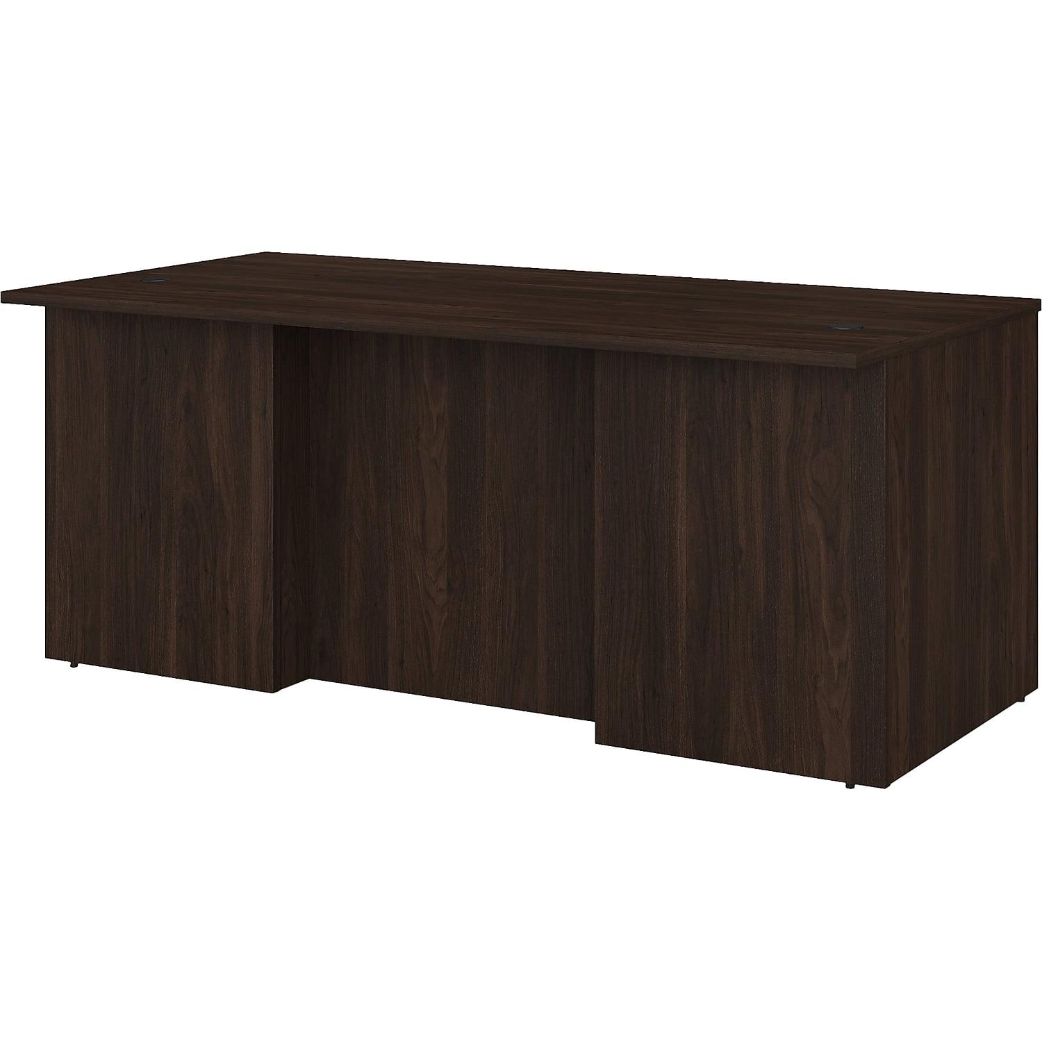 Black Walnut Executive Pedestal Desk with Filing Cabinet