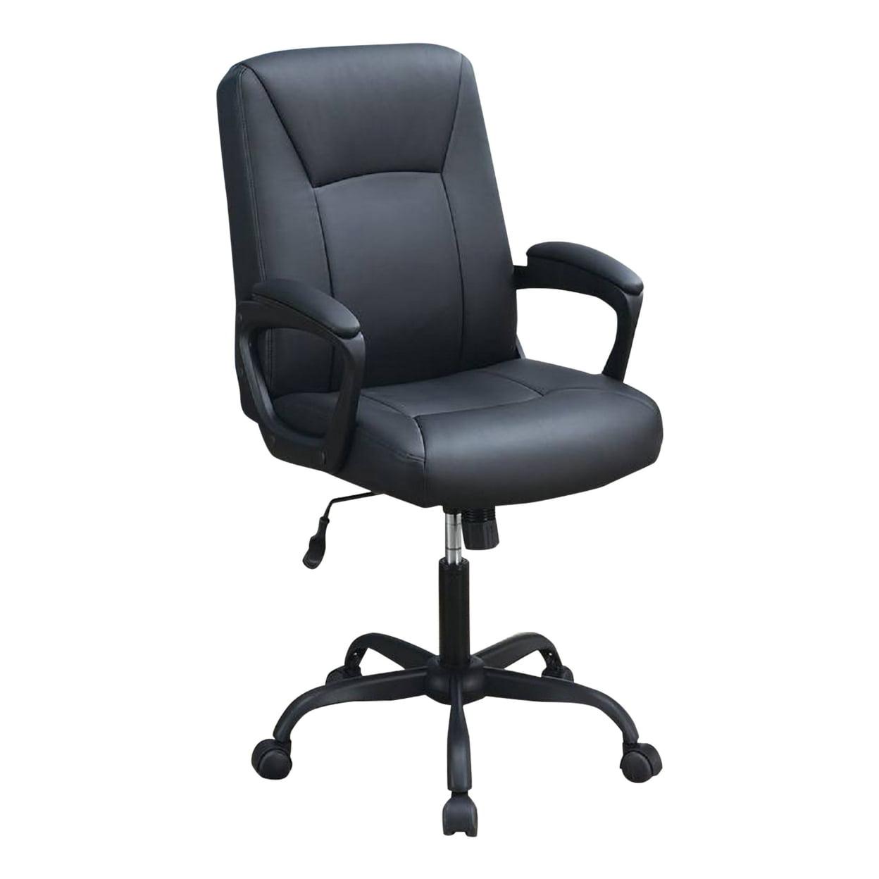 Office Chair with Curved Arms and Leatherette Upholstery Black - Saltoro Sherpi