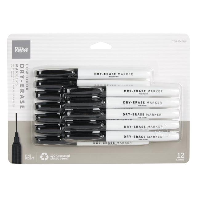 Office Depot® Brand Low-Odor Pen-Style Dry-Erase Markers, Fine Point, 100% Recycled Plastic Barrel, Black Ink, Pack Of 1
